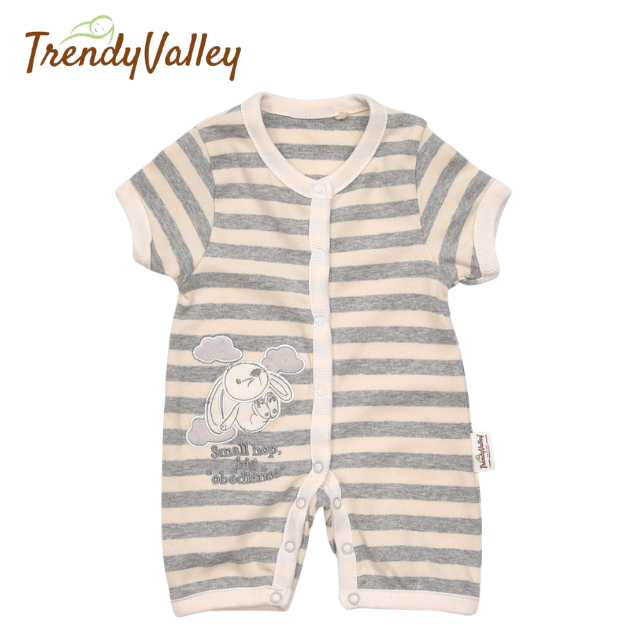 Trendyvalley Organic Cotton Short Sleeve Short Pant Baby Romper (BUNNY HOP)