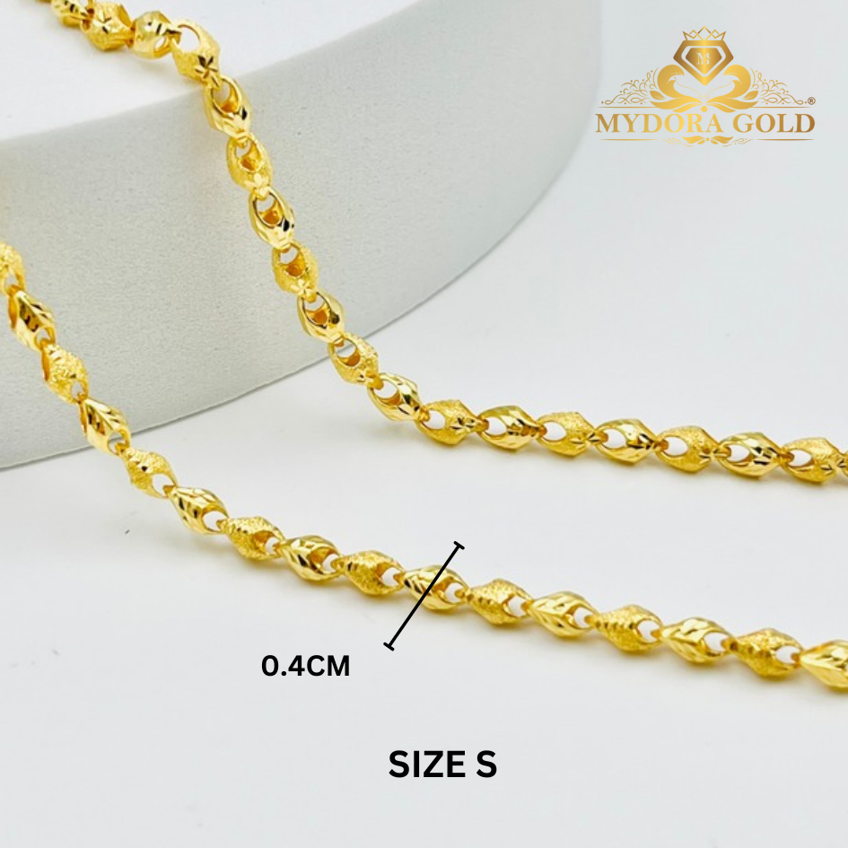 MYDORA Rantai Tangan Siput Pahat Pasir l EMAS 916/22K