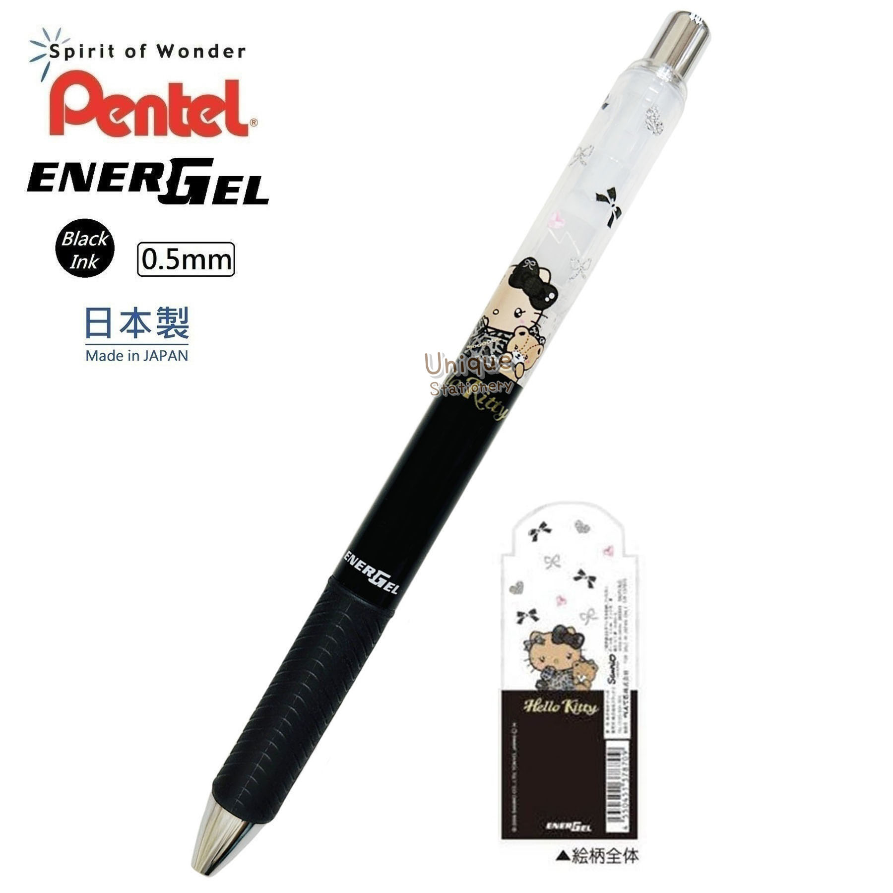 現貨｜Sanrio Hello Kitty 日本製 Pentel EnerGel 0.5mm 黑色 啫喱筆 (CR137870)