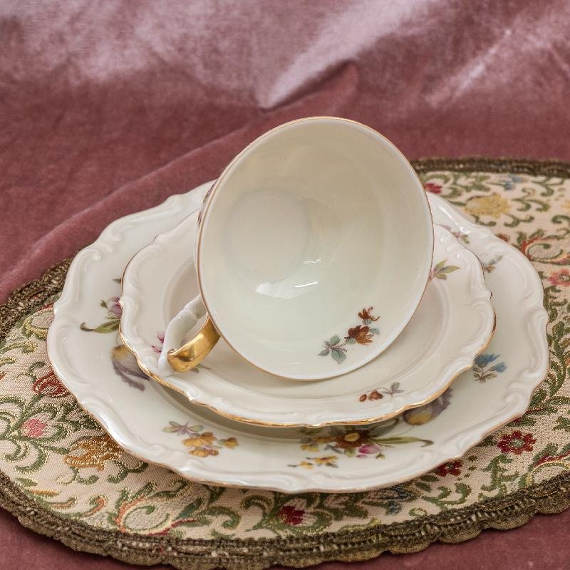 Vintage 1931-1939 German C.T. Altwasser Sophisticated Scrollwork Tea Set Trio - Tea set with cake plate (MZ015)
