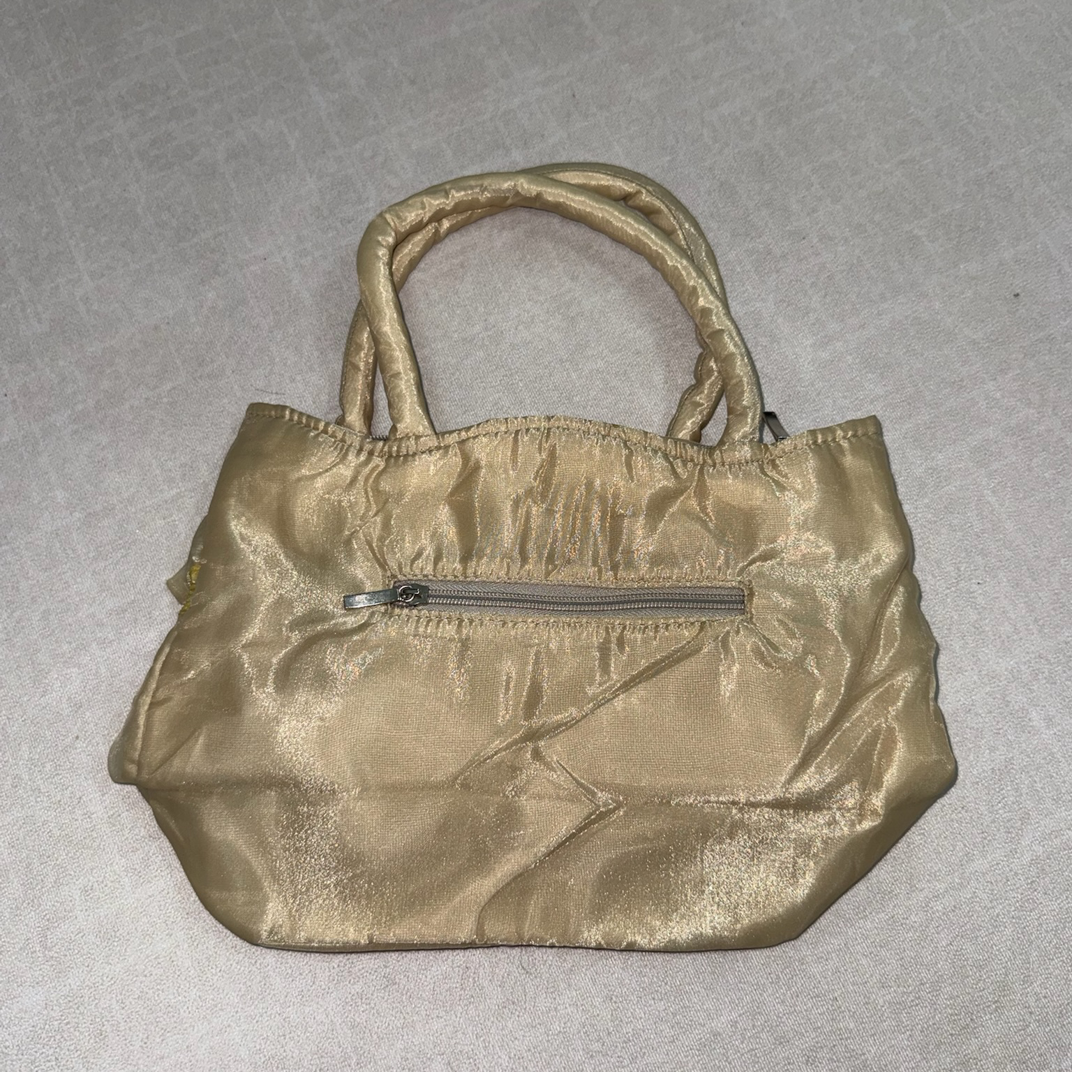 Champagne Satin Flower Bow Mini Tote