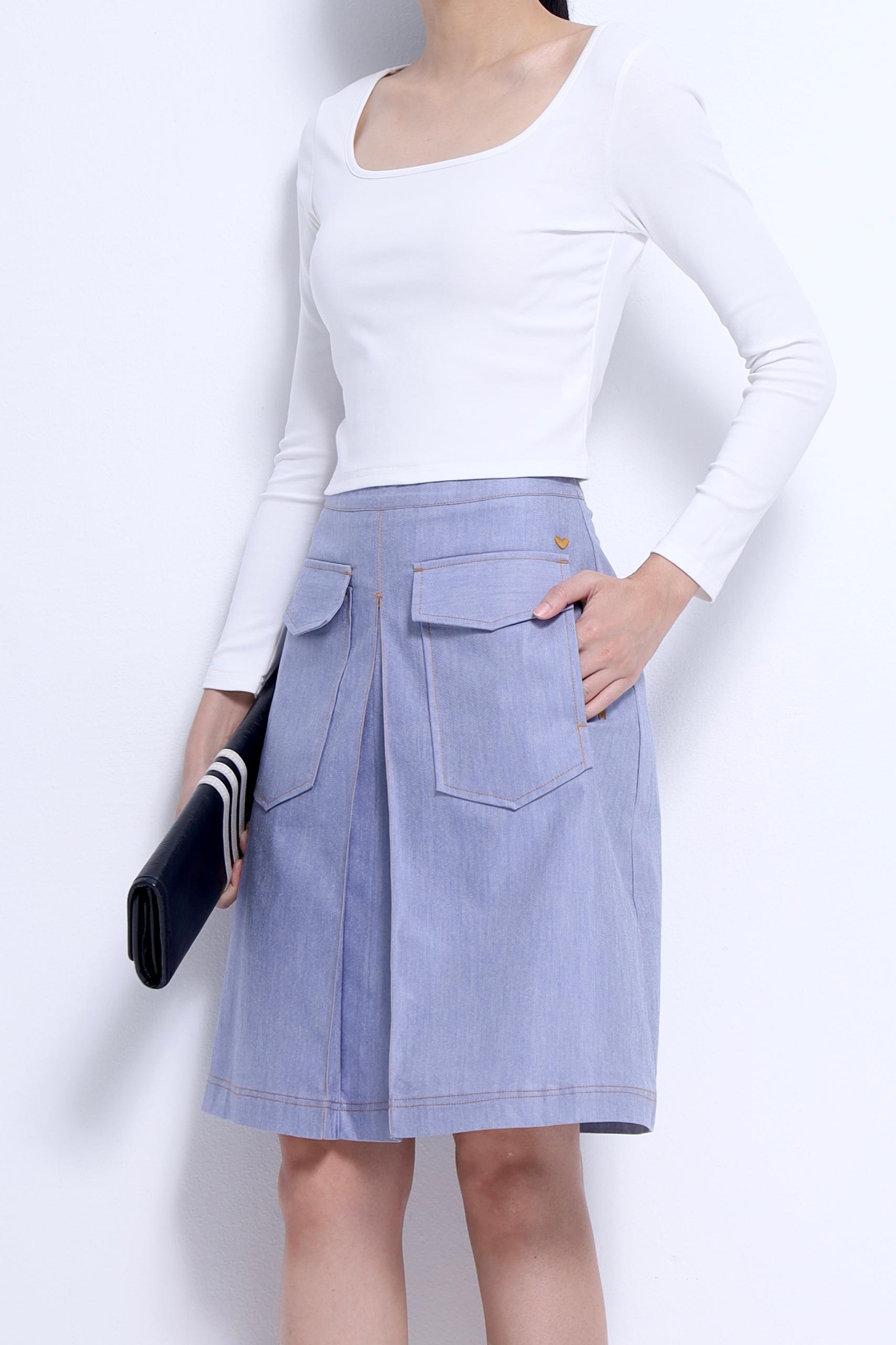 CS1434 EMBD THREAD MID RISE A-LINE SKIRT