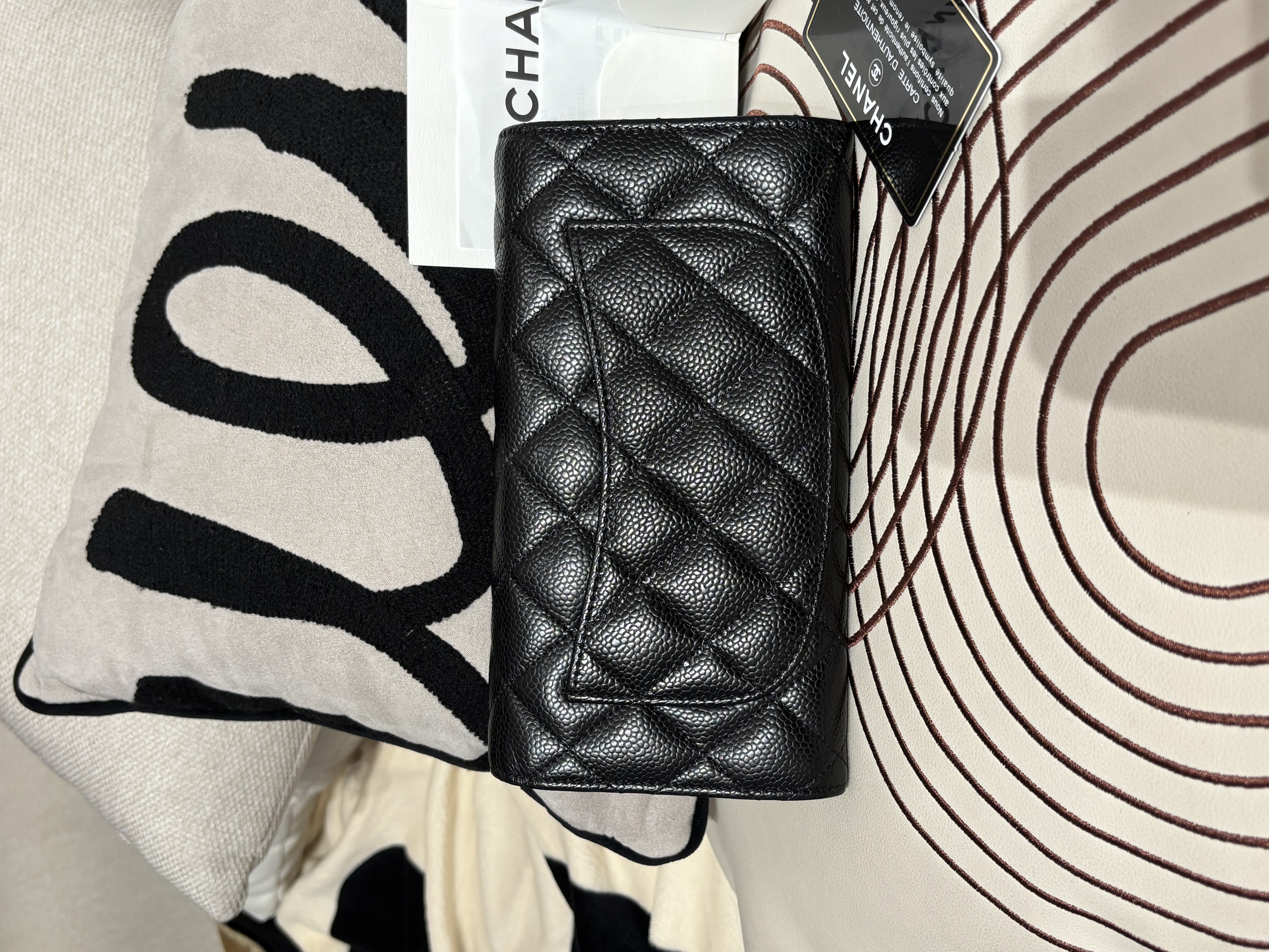 Chanel classic long wallet 黑色荔枝牛皮銀扣 