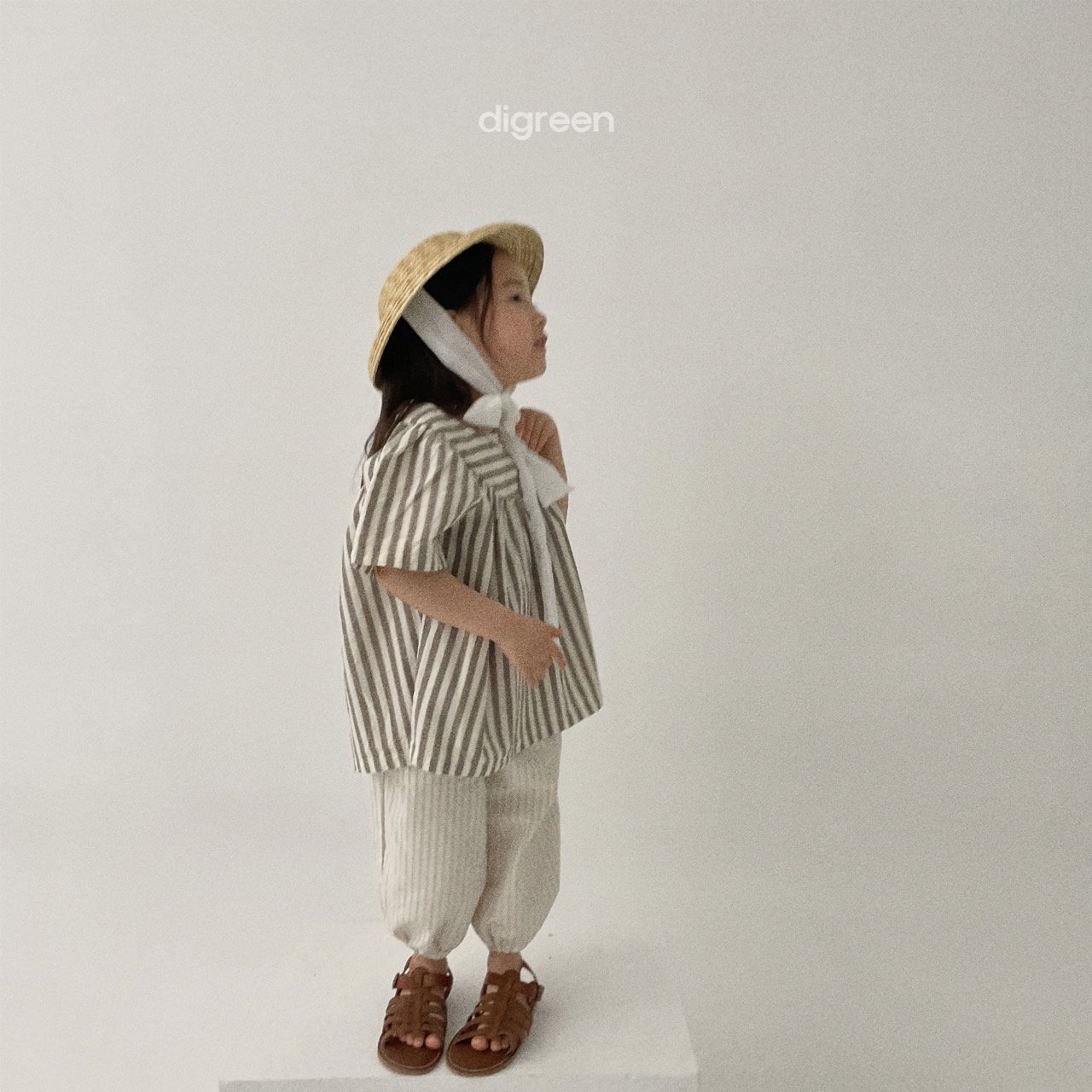 Digreen ｜stripe Blouse （Blue M 90-100)