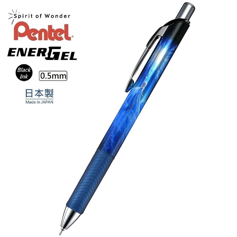 現貨｜【日本 Disney Store 限定】Elsa Frozen 魔雪奇緣 日本製 Pentel EnerGel 0.5mm 黑色 啫喱筆 208827