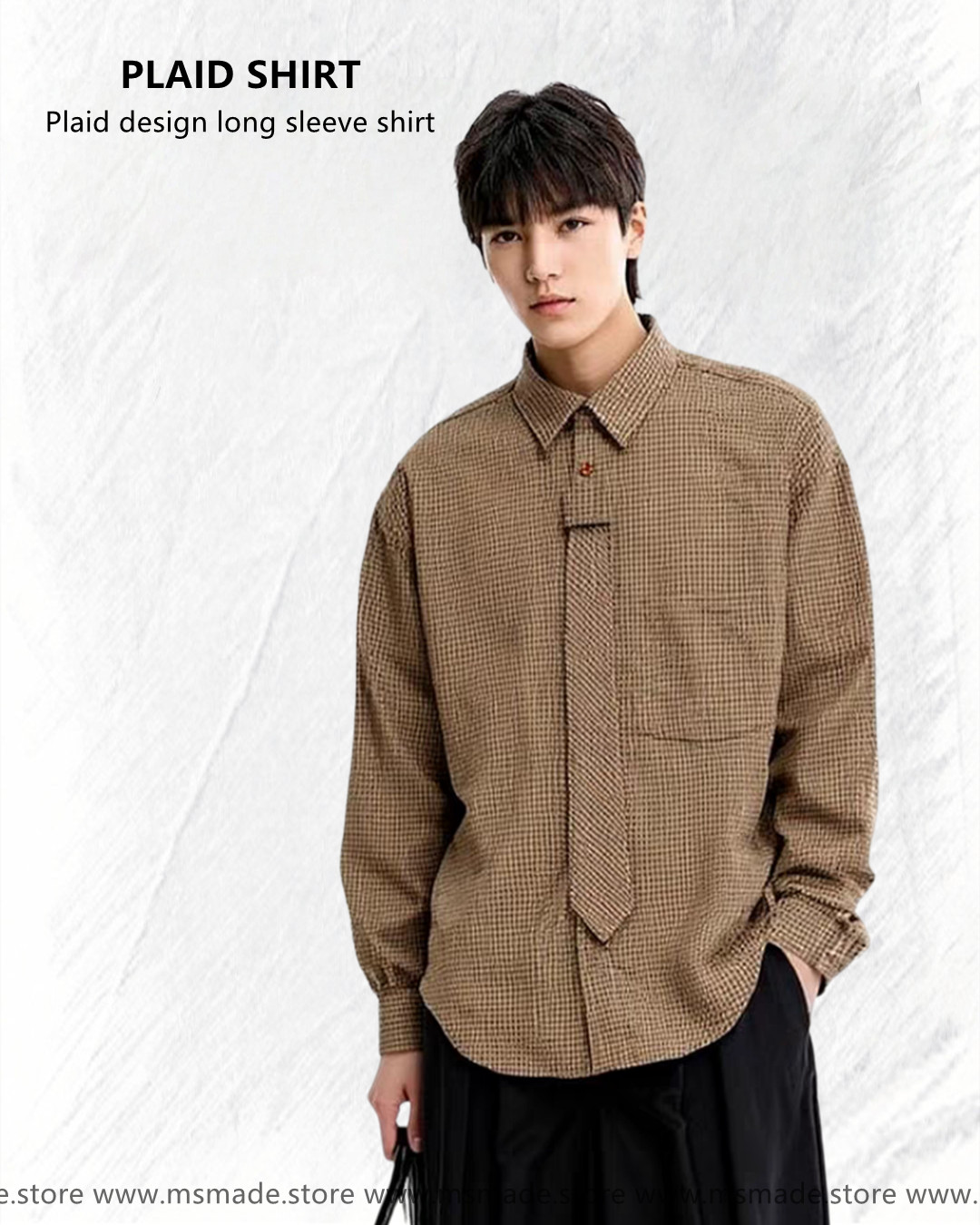 M0425 拆卸領带拼接襯衫