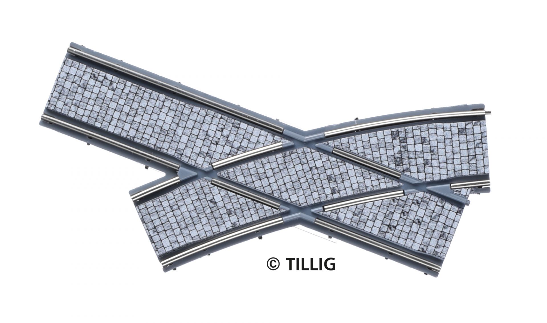 Tillig LUNA HO 彎道交叉 1:87 Curved crossing paving-stones  馬路路軌•城市輕軌•電車路軌