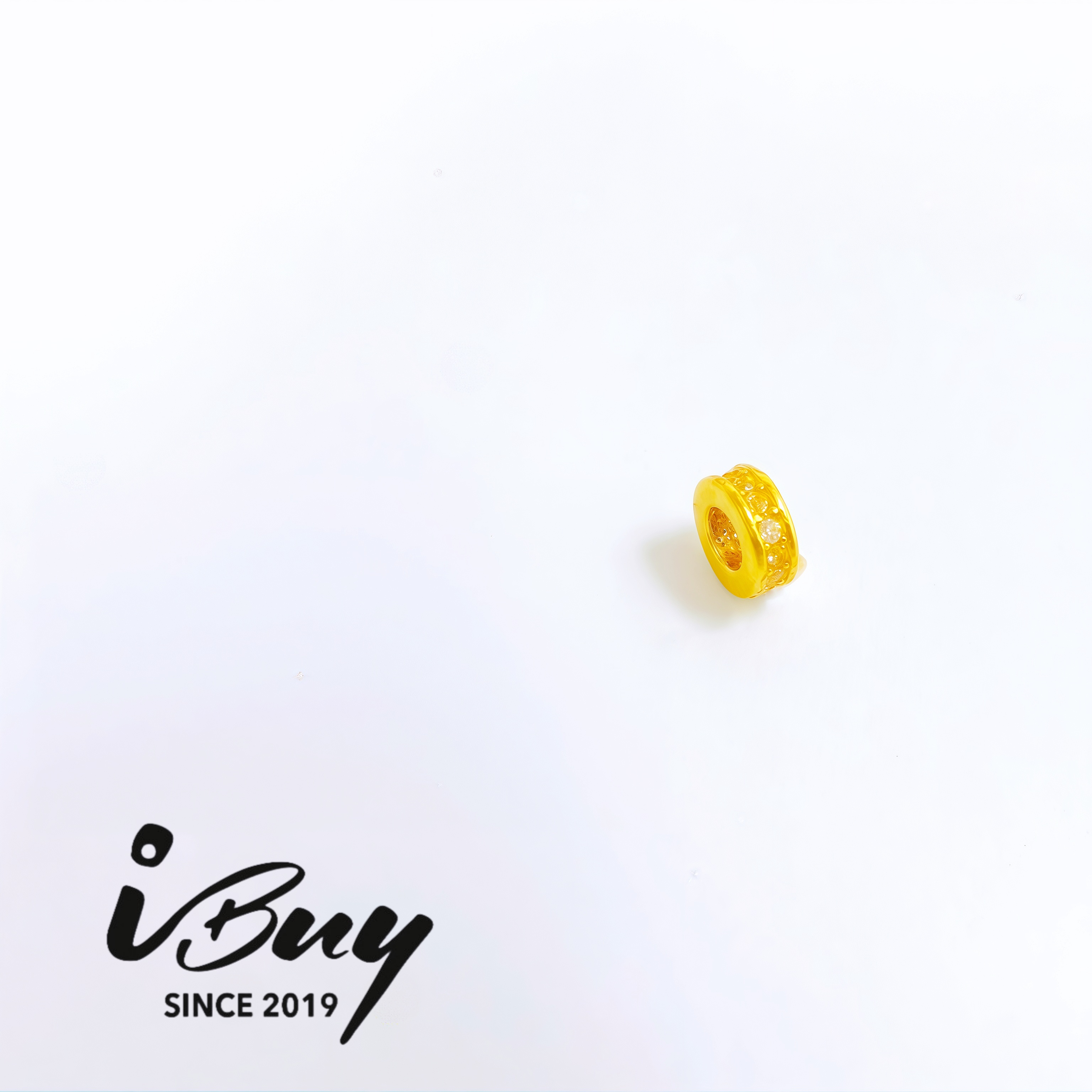 999 GOLD DIAMOND STUDDED SPACER RING CHARM 999 金 镶钻跑环串咀