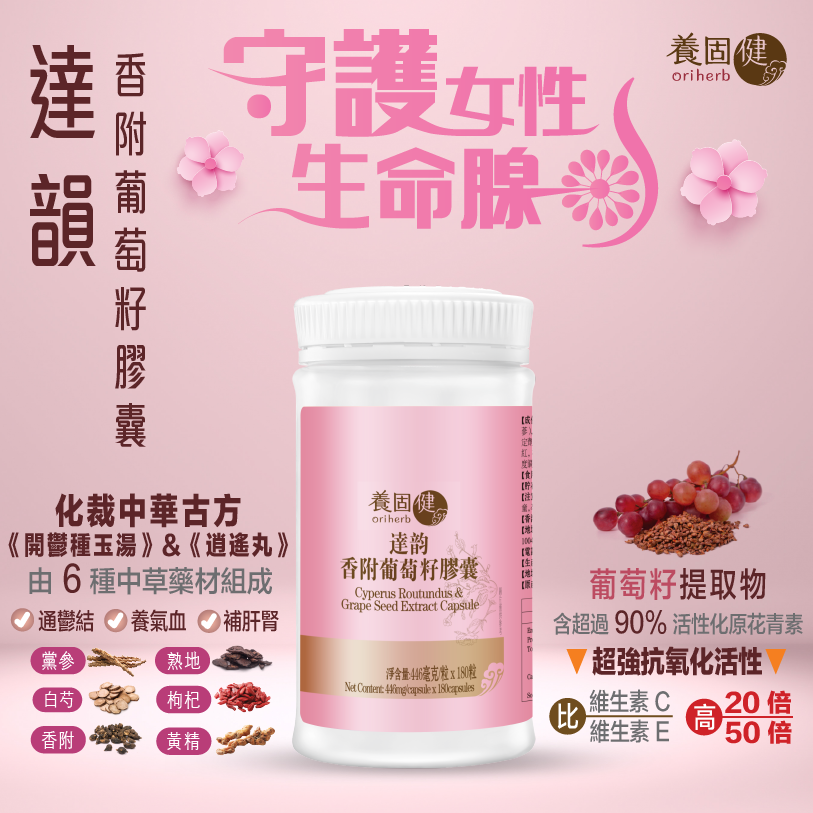 養固健達韻香附葡萄籽膠囊