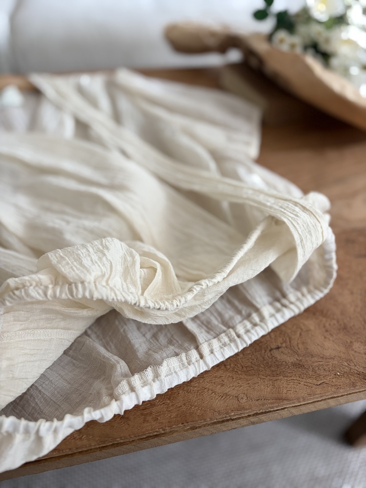 Louise Wrap Blouse with Tie (Cream)