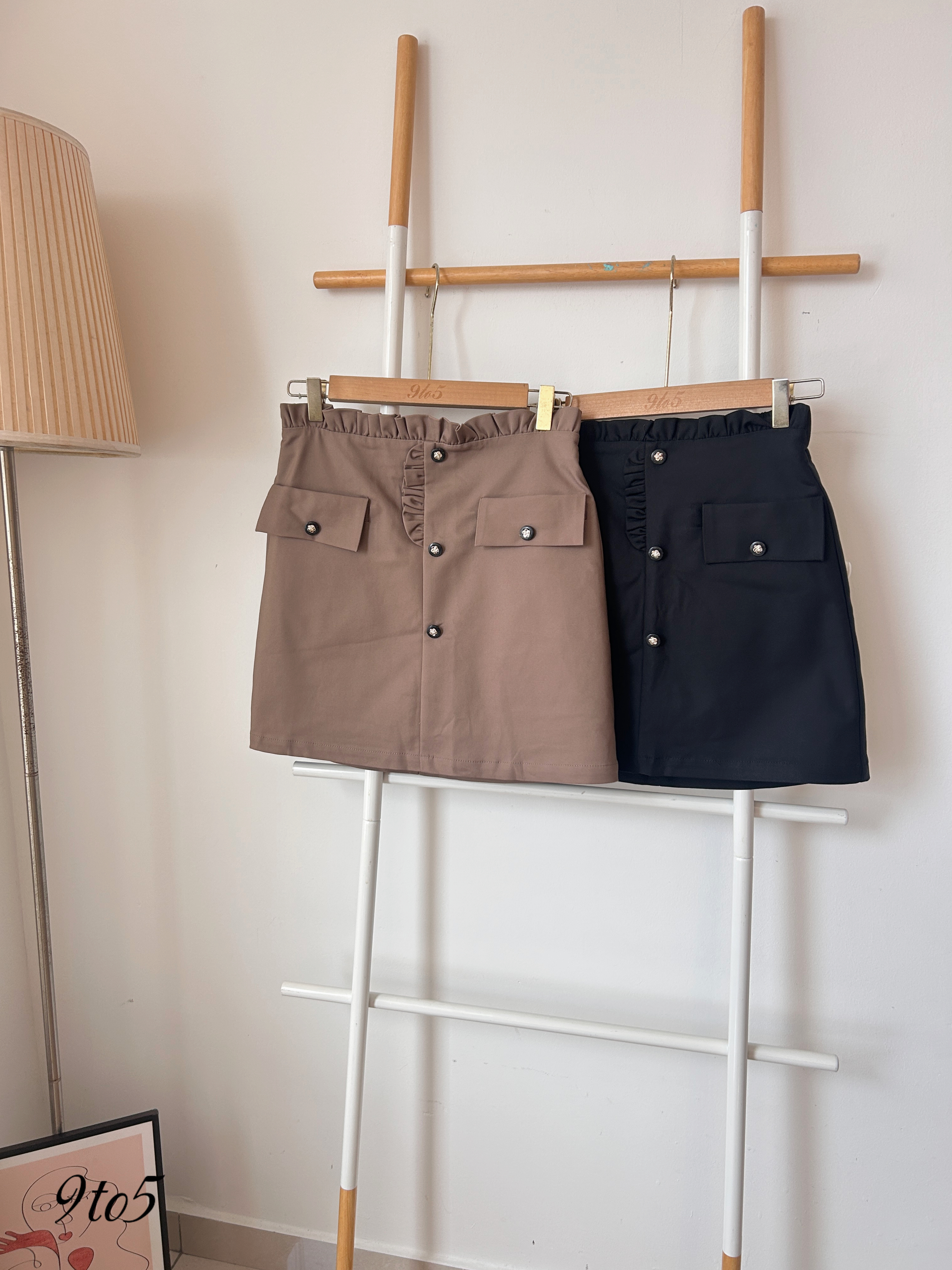 S1856 Body Con Short Skirt - Black & Brown