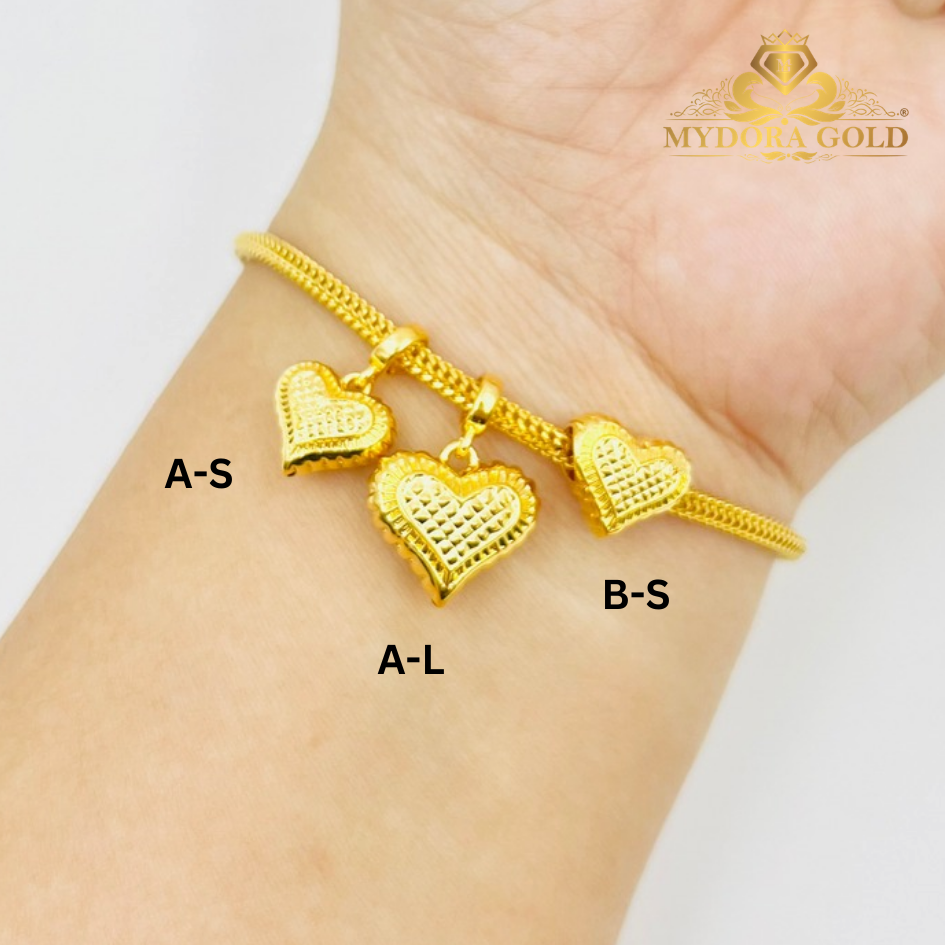 MYDORA Charm Bead Love Anyaman Full Gold (5G) l EMAS 916/22K