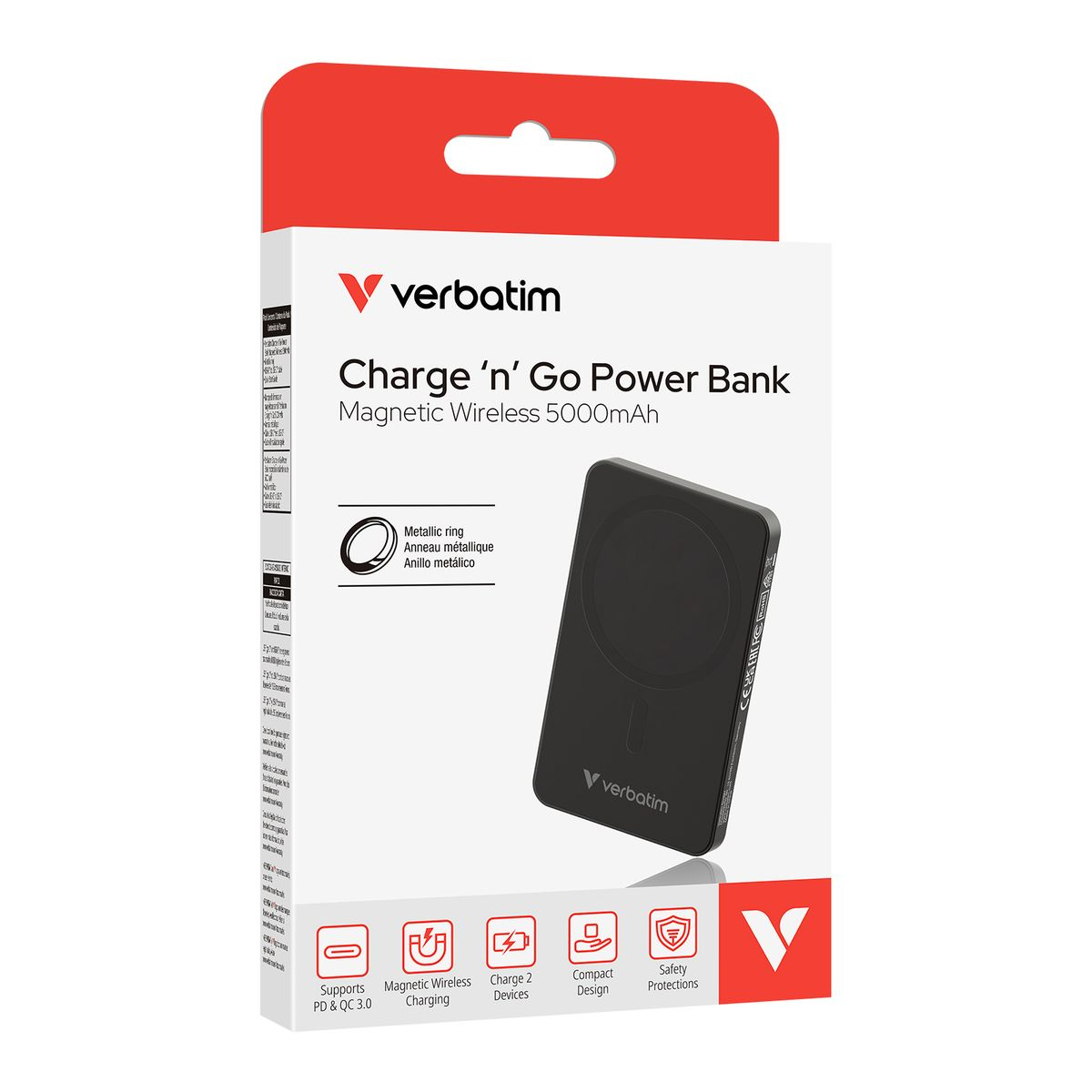 CCC QR Code | 3C可追溯二維碼 香港行貨丨2年保養 Verbatim Charge 'n' Go 5000mAh 磁吸無線流動充電池｜WPB5｜黑色｜32225｜3C CCC QR Code 認證 