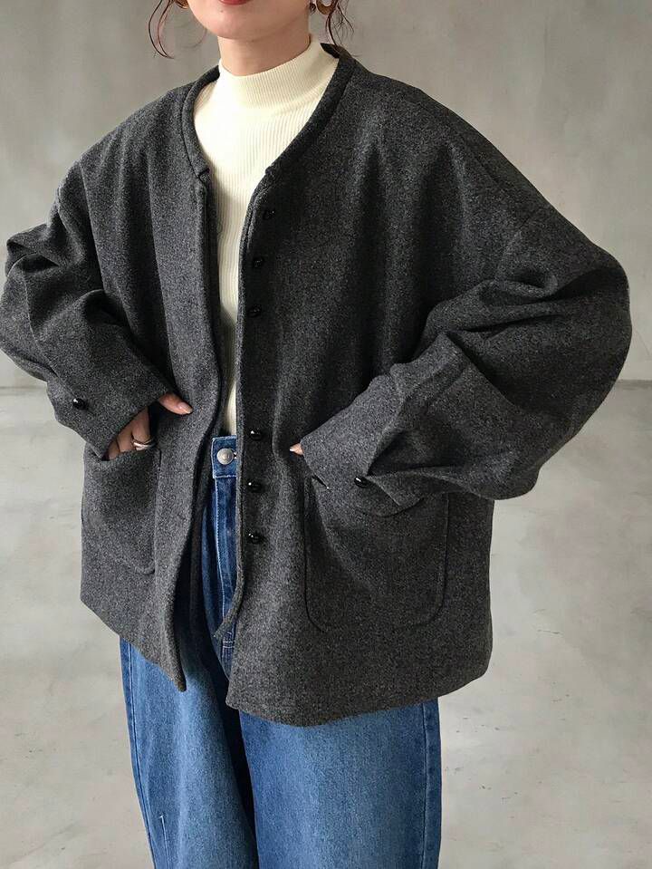 日系復古寬鬆泡泡袖上衣外套