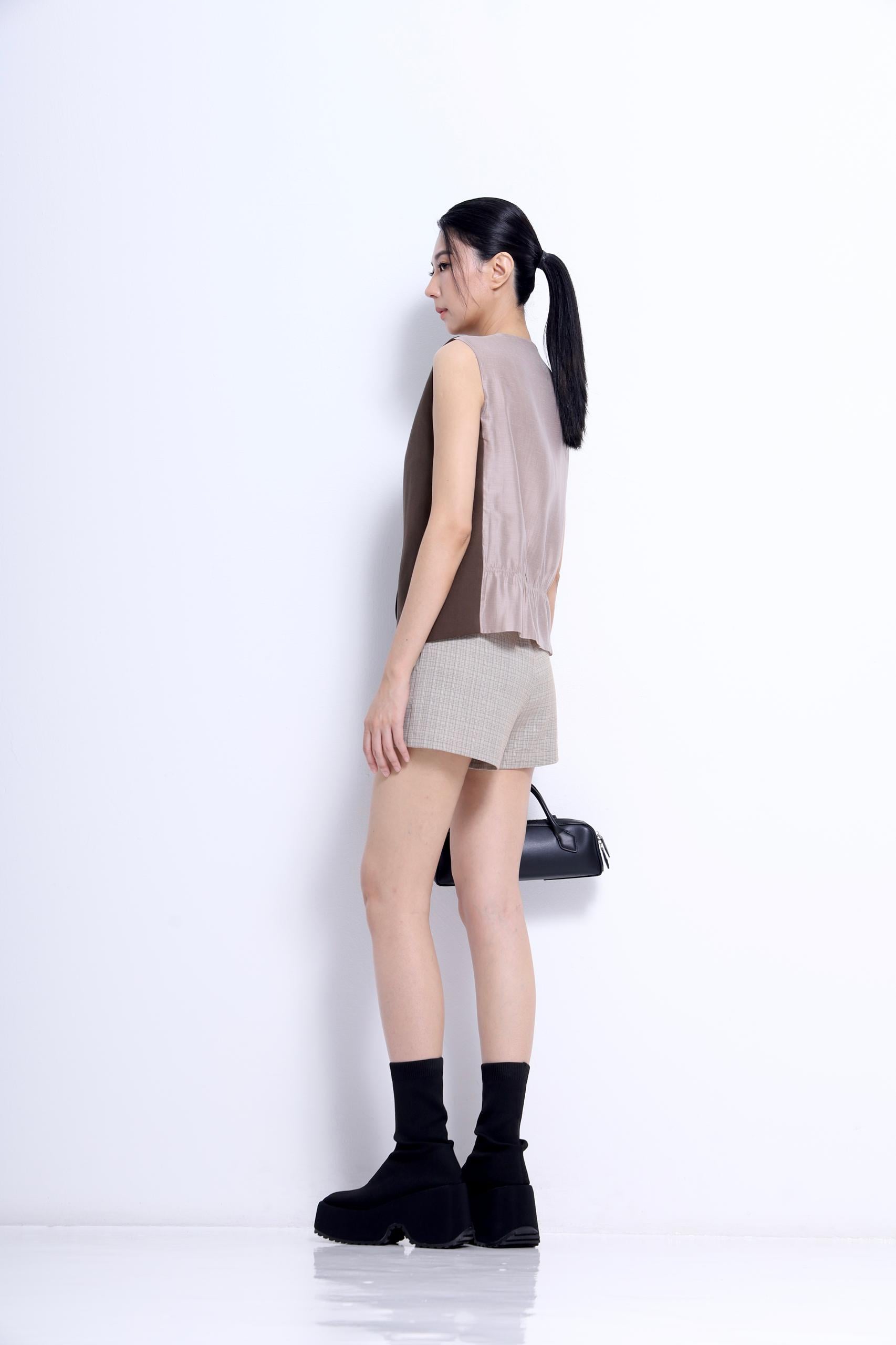 CB2755 MIX FABRIC LOOSE VEST