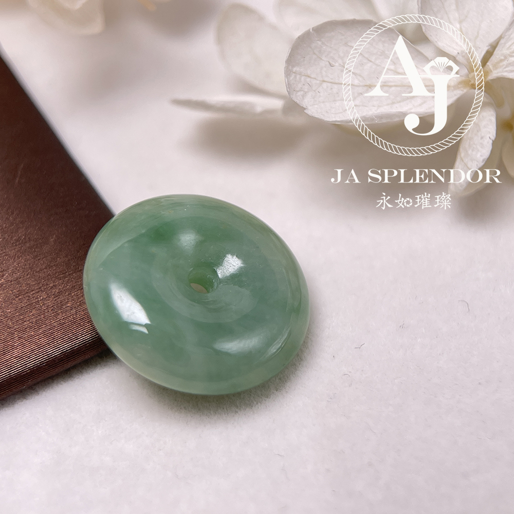 JN-182 天然翡翠A玉 冰潤甜綠平安扣