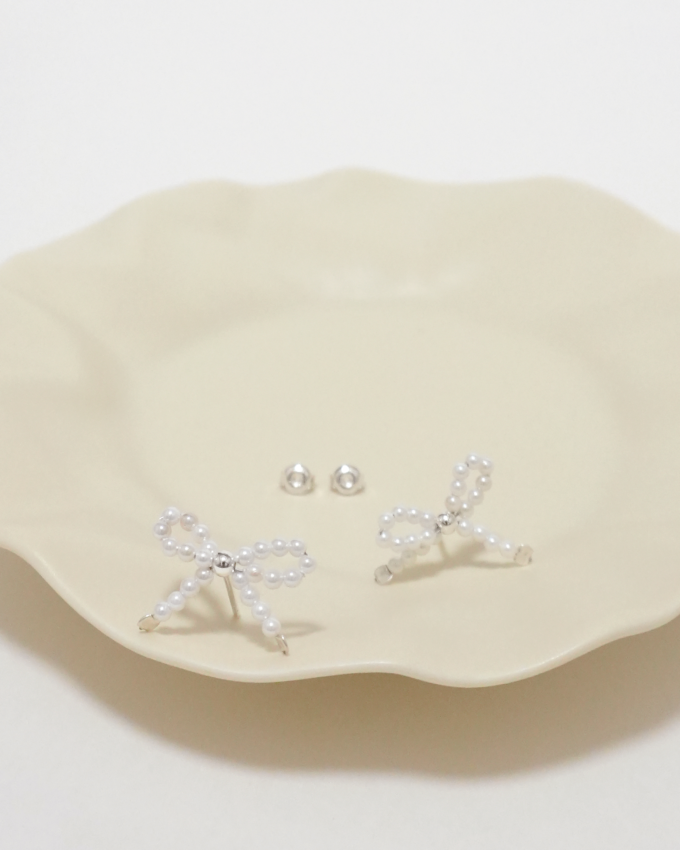 Handmade Bead Bow Earrings
