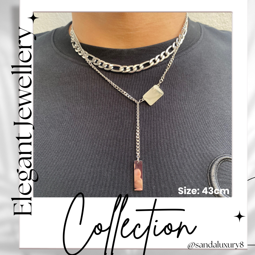 Elegant Men's Layered Chain Necklace Set Stylish Stainless Steel Jewelry for Men