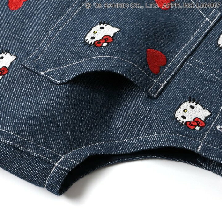 🇯🇵預訂 日本直送🇯🇵Apres les cours x Sanrio系列愛心人物刺繡袋鼠口袋牛仔吊帶裙