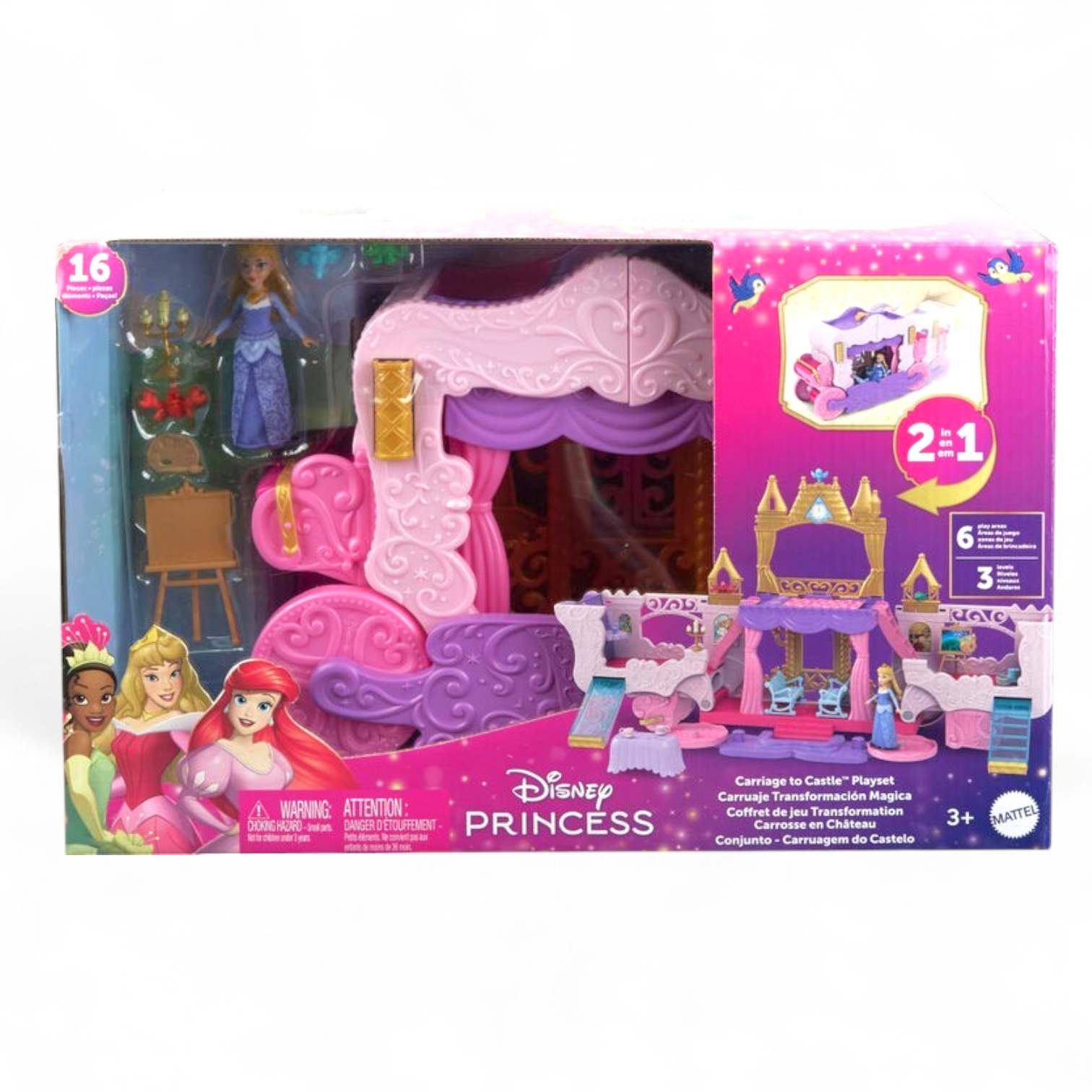 Mattel 迪士尼公主馬車城堡遊戲組 Disney Princess Carriage to Castle Transforming Playset