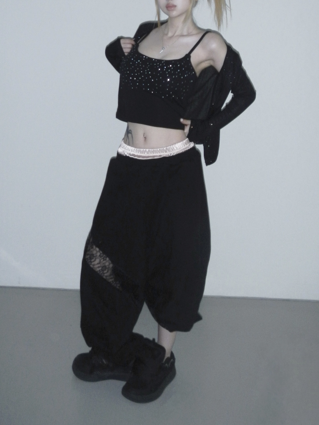 Double-Waist Lace Sweatpants