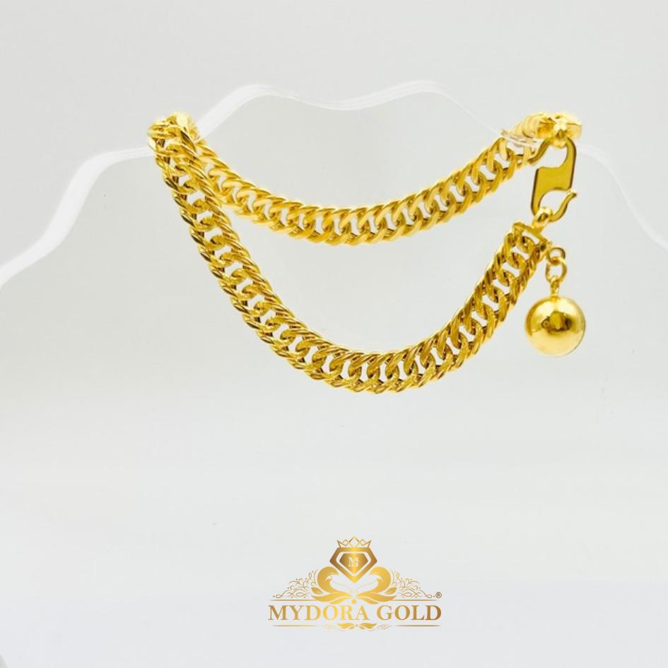 MYDORA Rantai Tangan Kait 2 Budak + Loceng | EMAS 916/22k