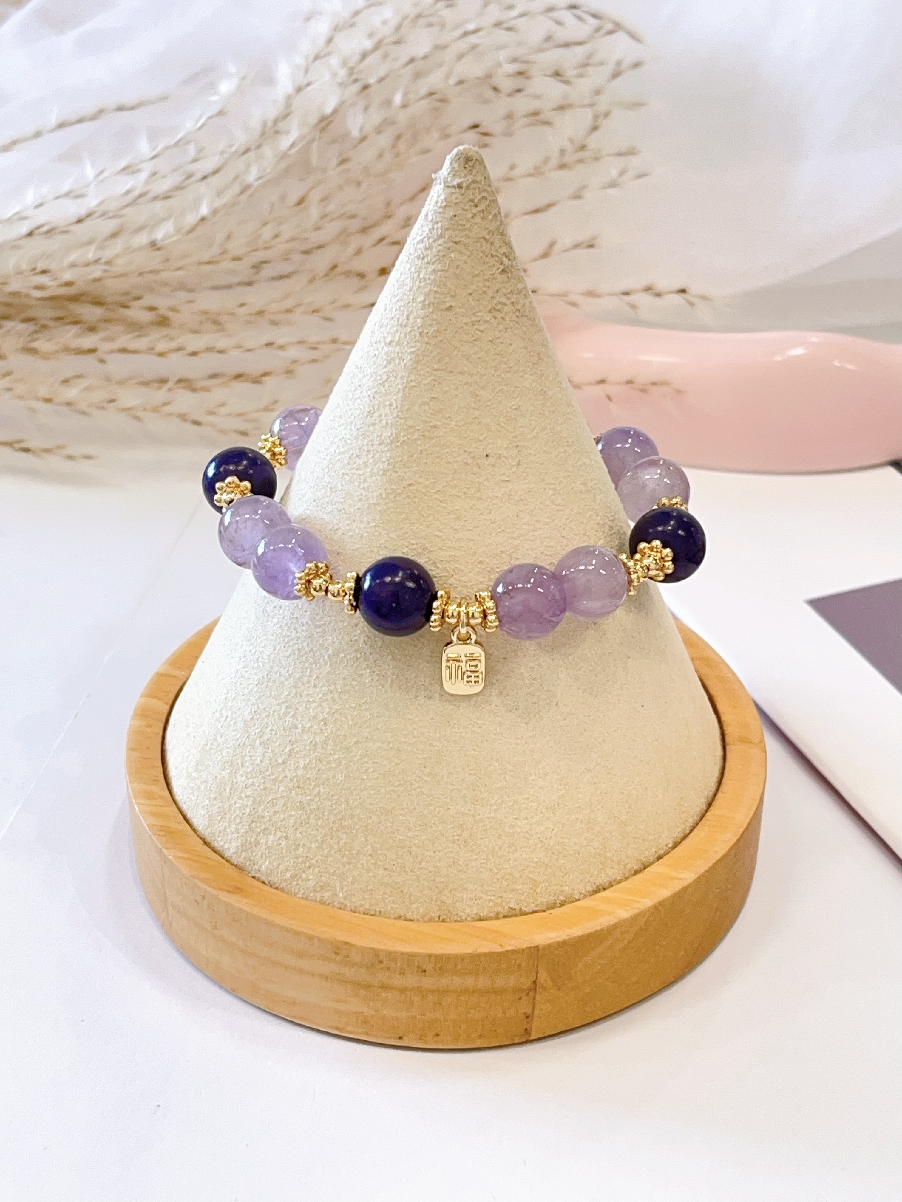 💜 薰衣草紫水晶 × 草莓晶 × 合香珠手串 Lavender Amethyst, Strawberry Quartz & Incense Bead | 10mm 