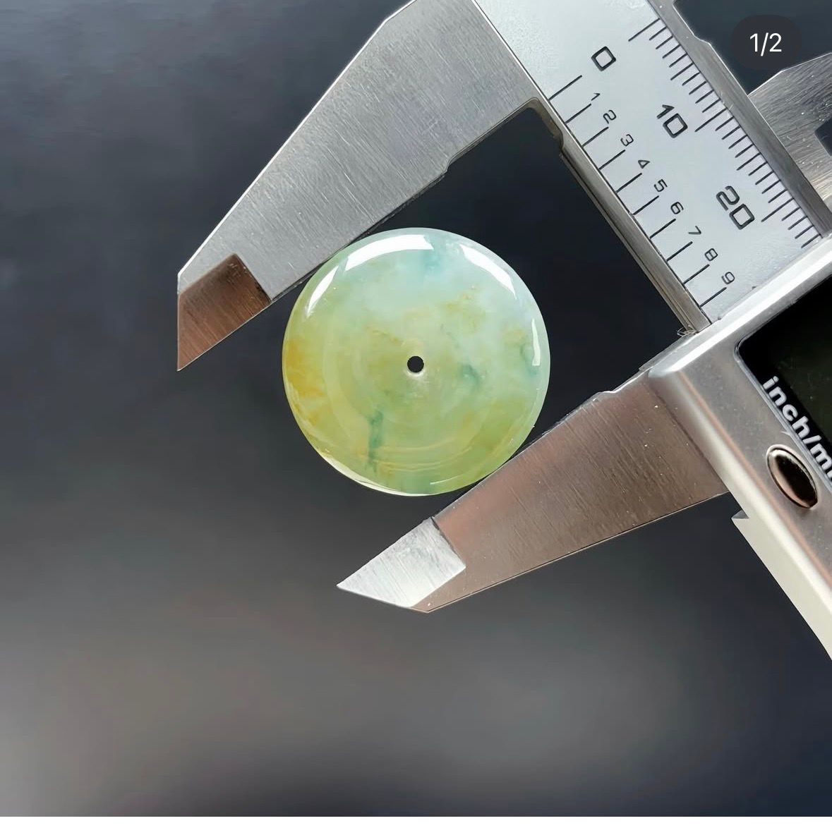 冰黃飄綠花翡翠平安扣