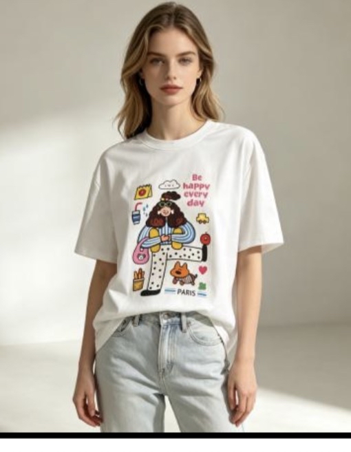 [訂購］M037 Girl Doodle Graphic Tee