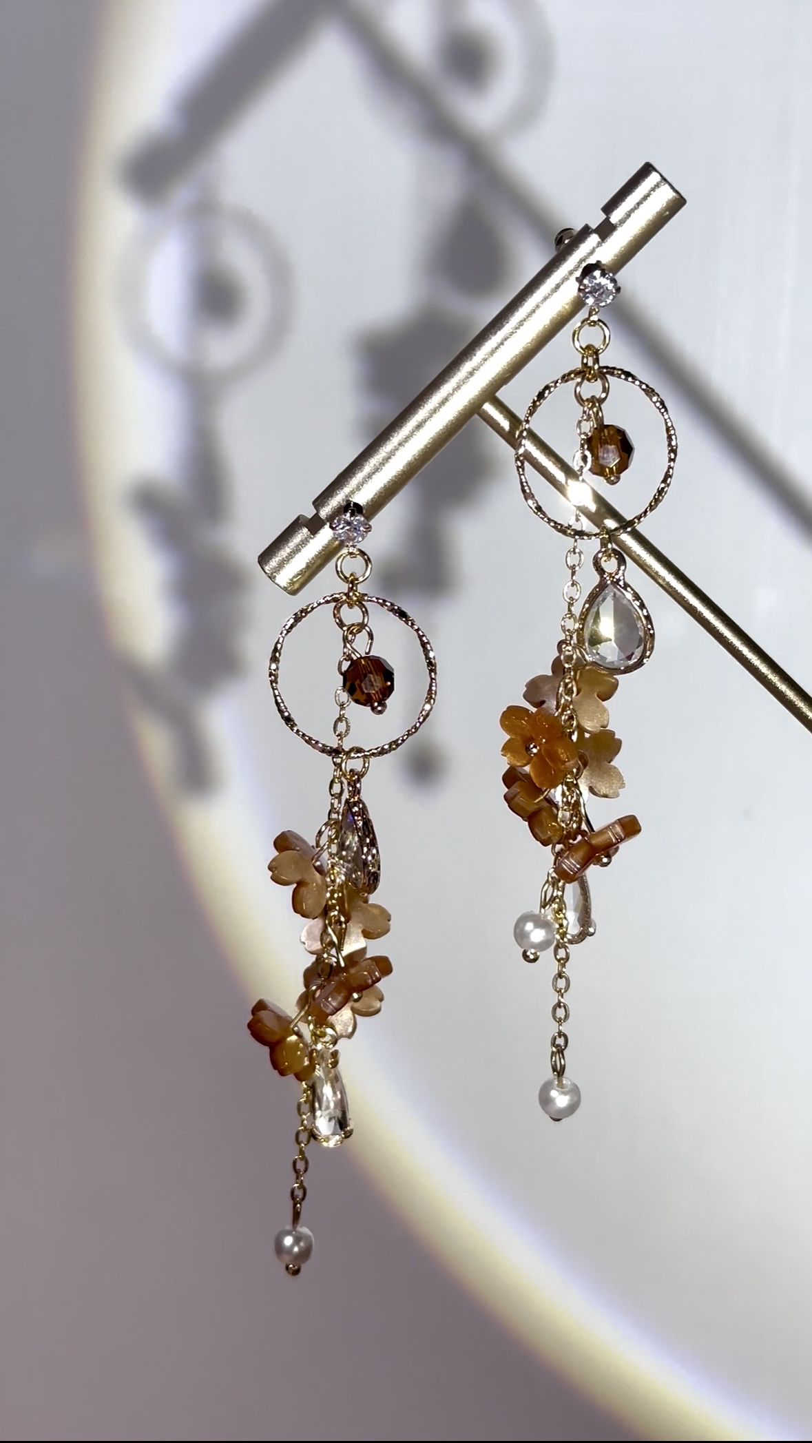 琥珀秋葉流蘇耳環🍁