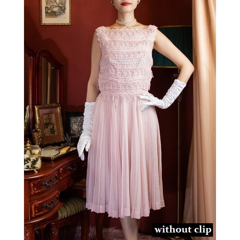 Original 1950s American Carlye Pink Chiffon Summer Day Party Dress (MU107-7)