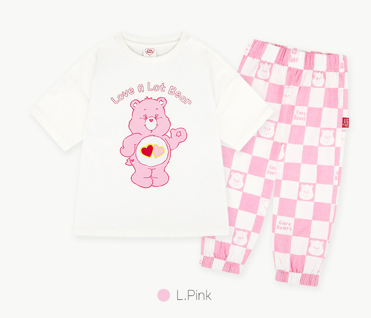 ☀️預訂 韓國直送☀️🇰🇷正版Care Bears兩色暴躁愛心小熊印花棋盤格紋上下套裝