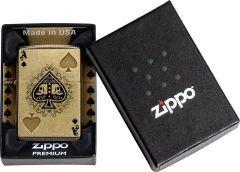 Zippo 46388 經典傳承打火機 幽冥王牌防風打火機 骷髏頭葵扇A 翻舊銅 Lustre 540 融合 黑桃徽章版 Ace Legacy Lighter  Spade Crest Edition