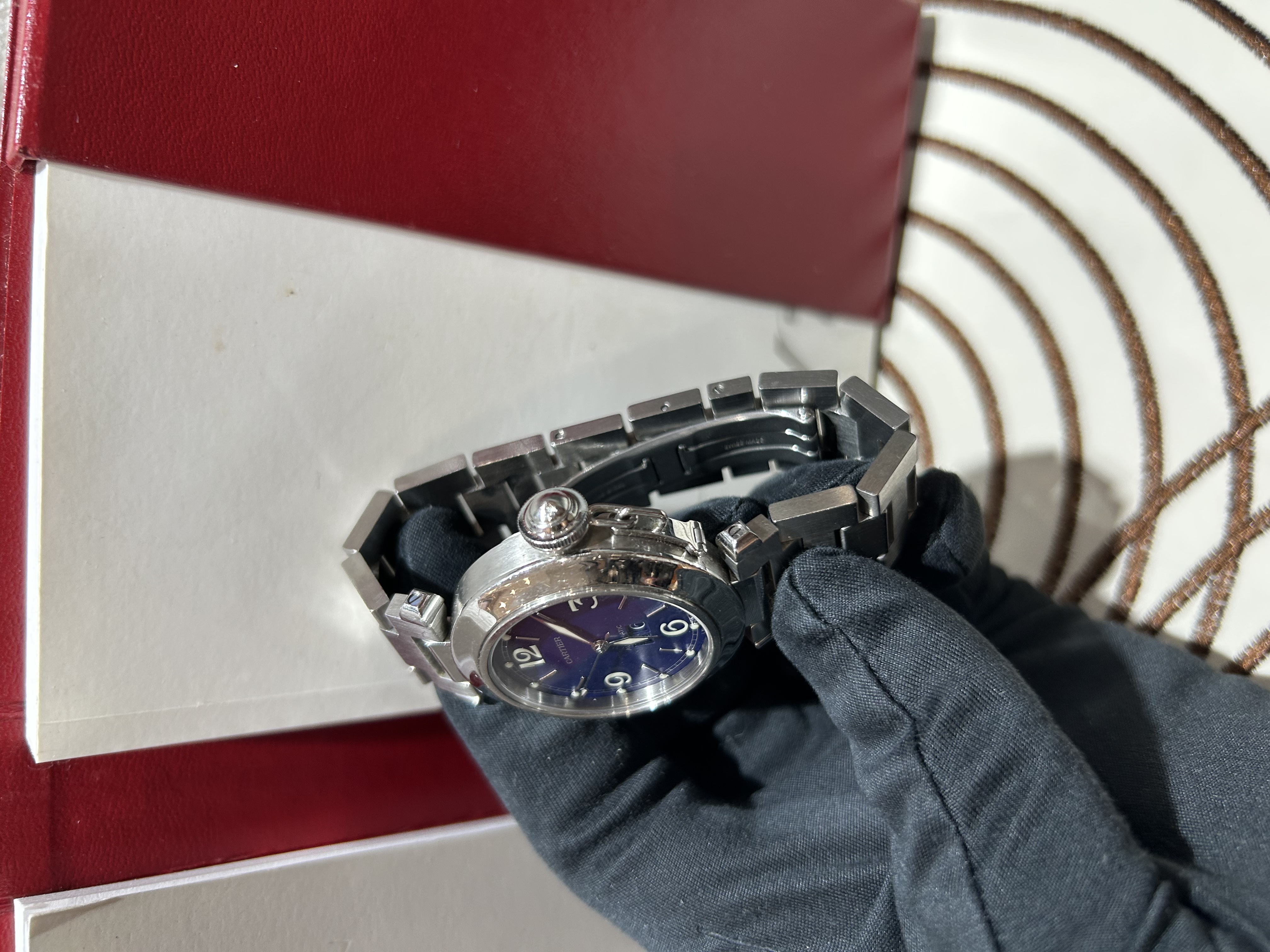 Cartier Pasha C 藍面Watch automatic 100%Authentic, 95%New✅01證書✅Booklet