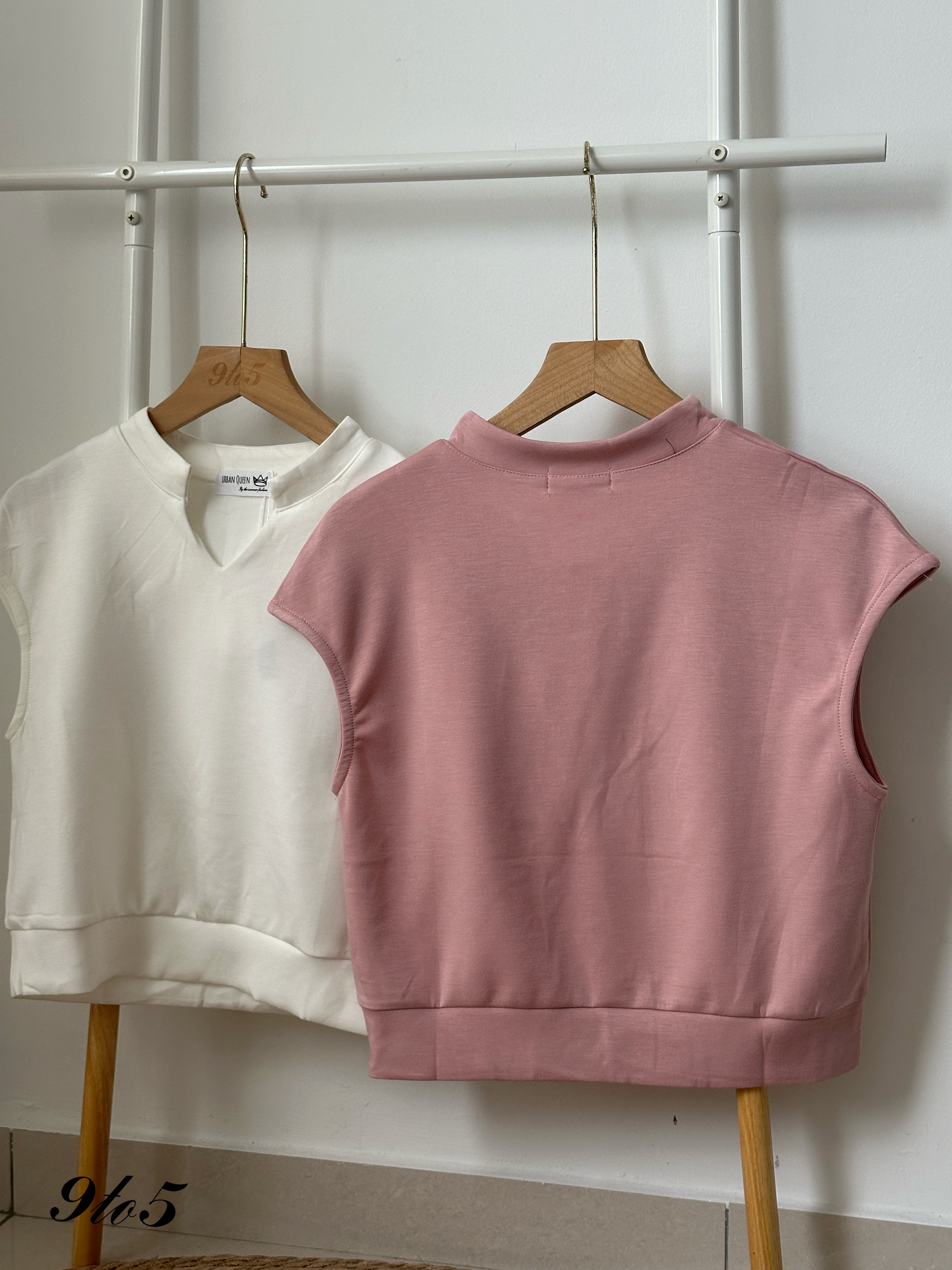 T4142 Stand Collar V Neck Top - 4 Colors 