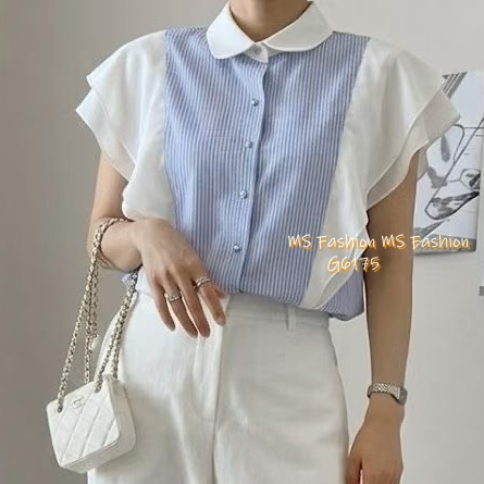 G6175 韓國🇰🇷高質條子ruffle恤
