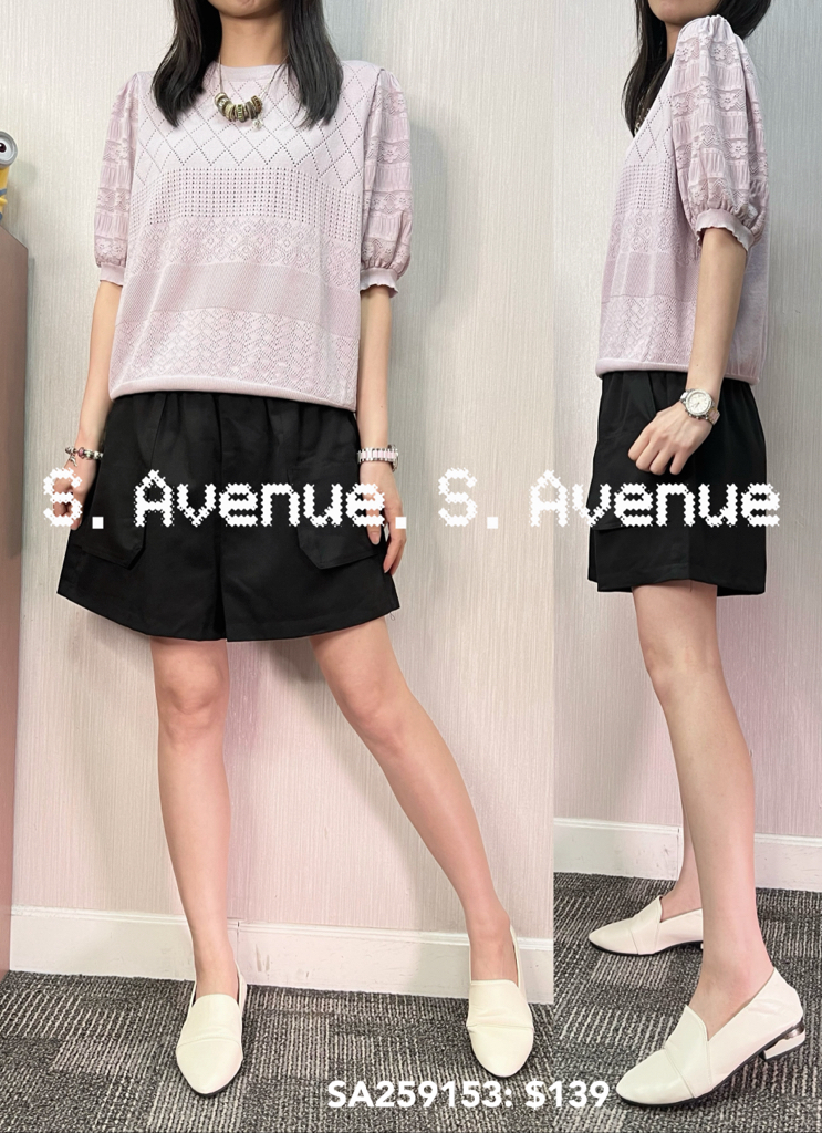 SA259153: 泡泡袖織花圖案線top