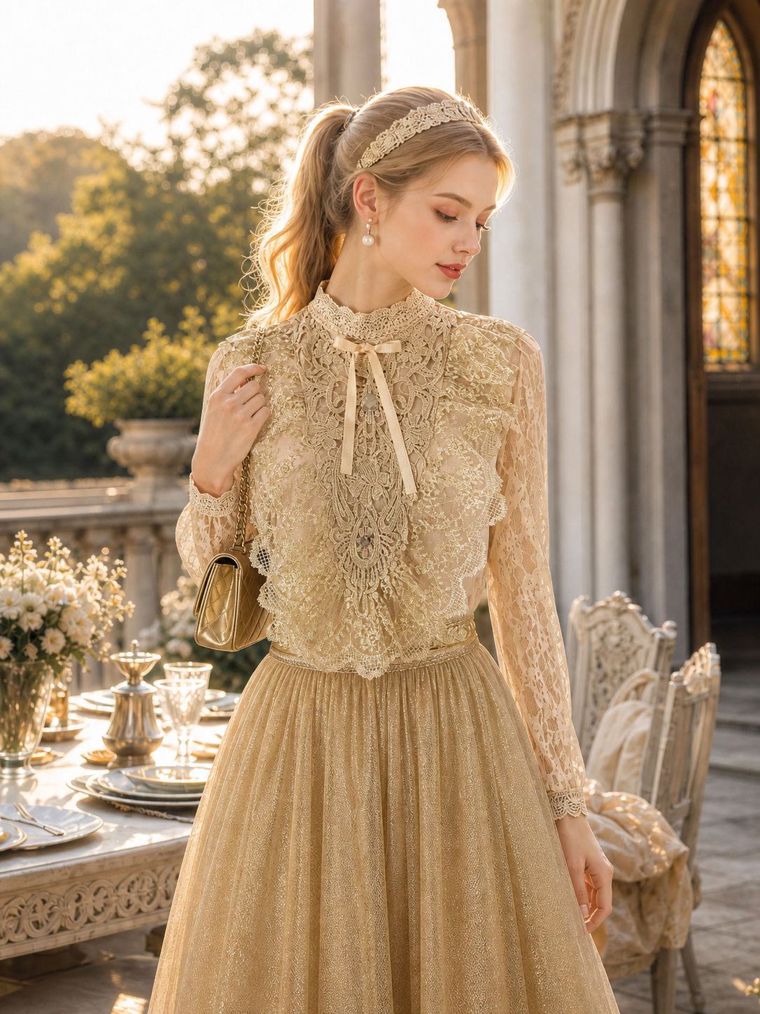 金蕾絲魔法童話Antique Lace Blouse