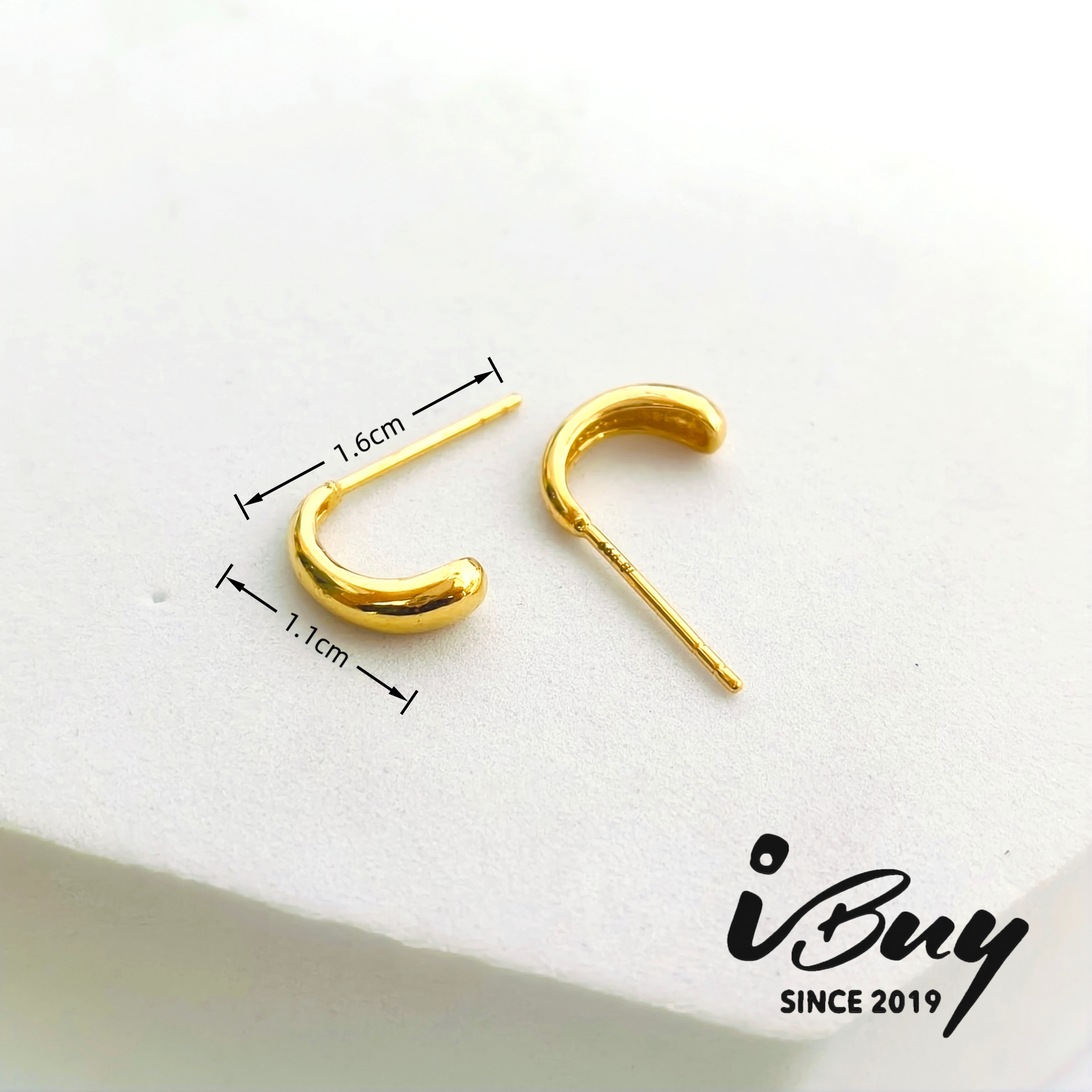 999 GOLD SMOOTH SEMI-CIRCLE EARSTUD 999 金 光身半圆耳钉