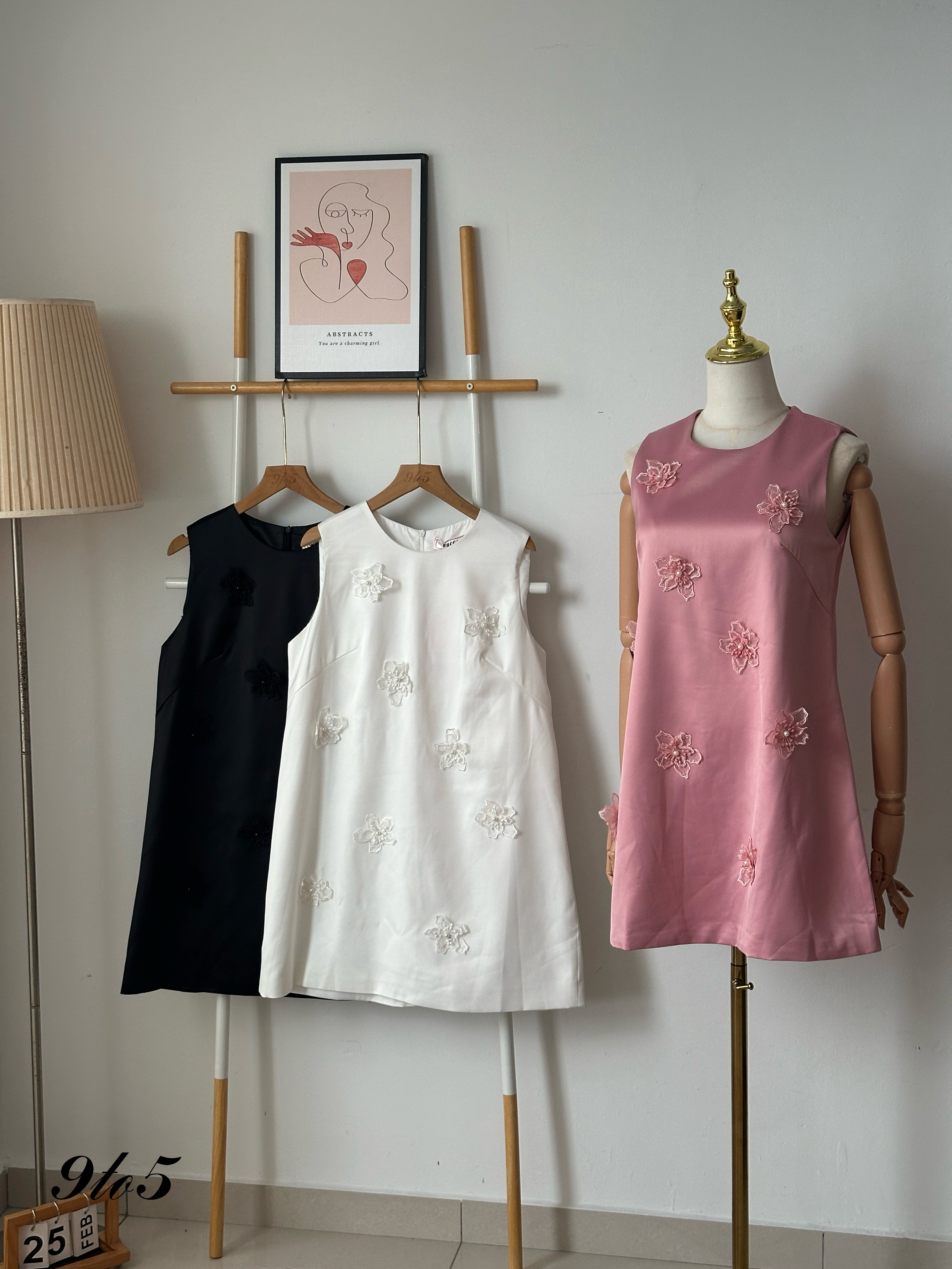 D2325 Satin Floral Dress - 3 Colors