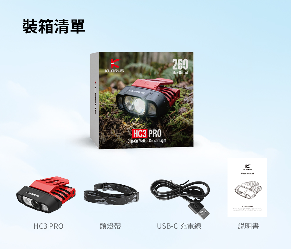 Klarus HC3 PRO 智能感應帽夾燈