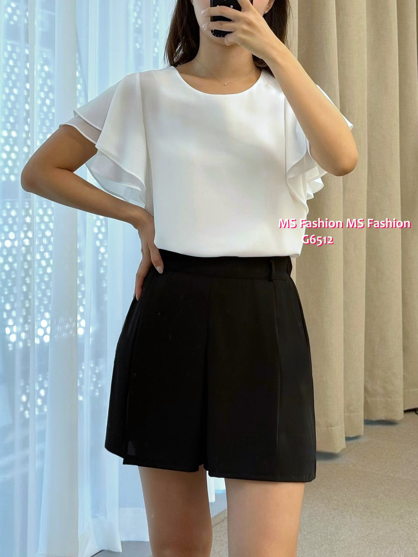 G6512 靚料ruffle袖top
