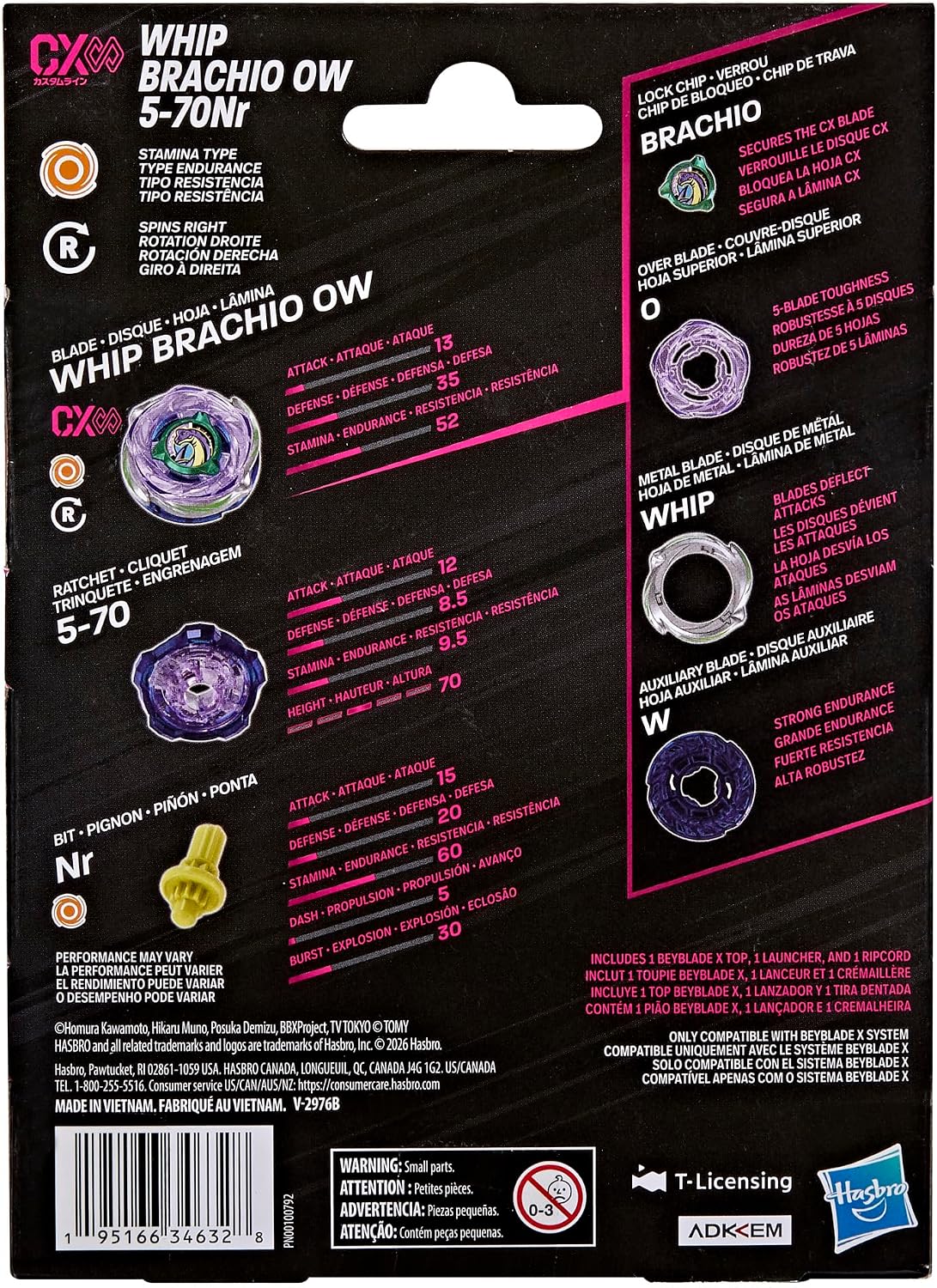 Pre Order 預訂 - (美版) 爆旋陀螺X BEYBLADE X CX-18 01 腕龍鞭打 W固鎖 Nr軸 Whip Brachio OW 5-70Nr cx18 01