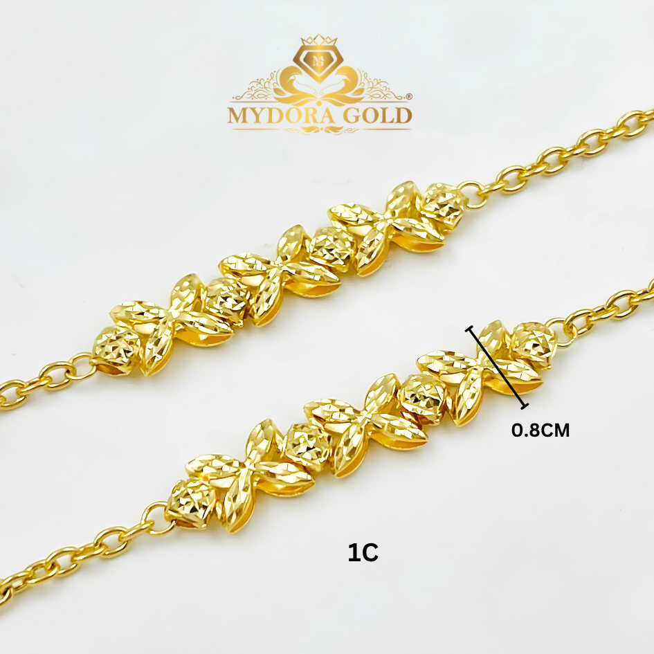 MYDORA Rantai Tangan Sauh Licin Bunga Marissa l EMAS 916/22K