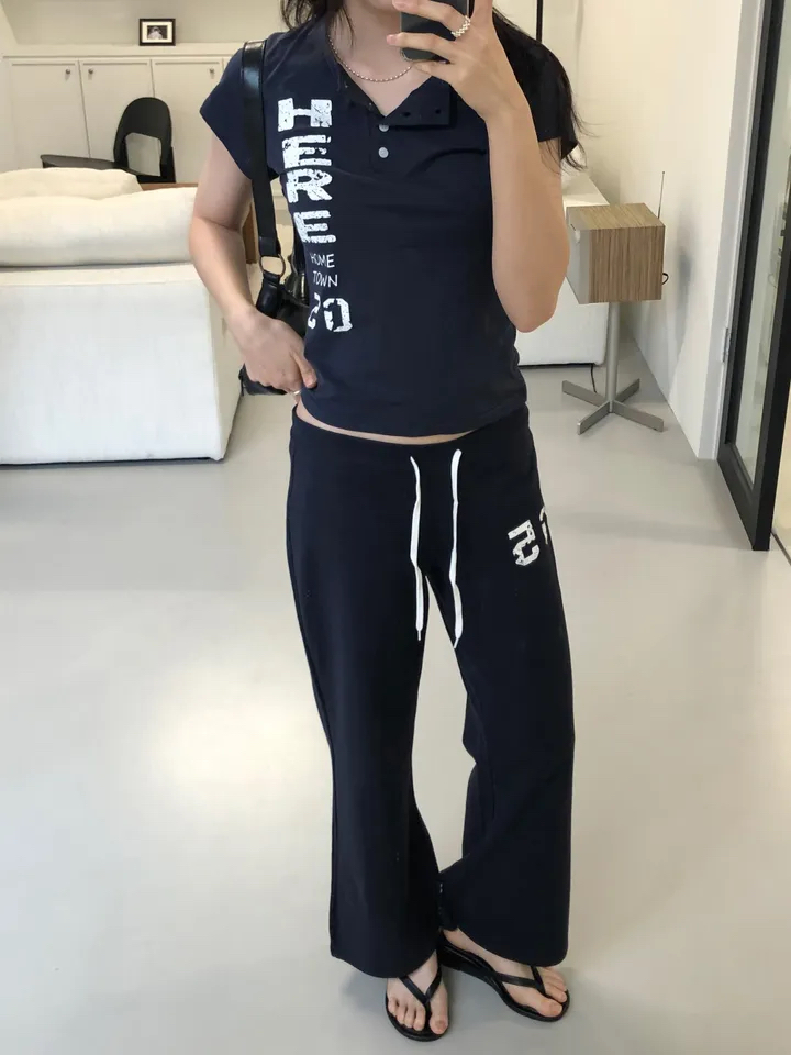 Distressed Graphic Button Top