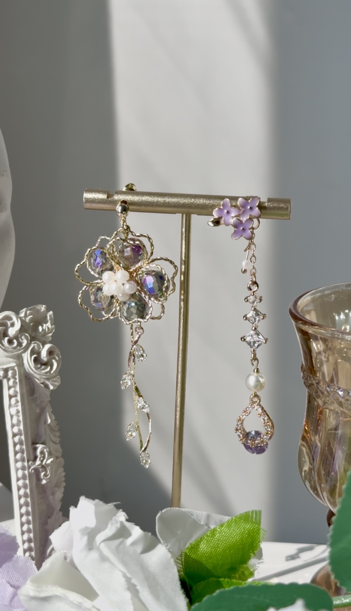 漸變紫水晶花耳環💜