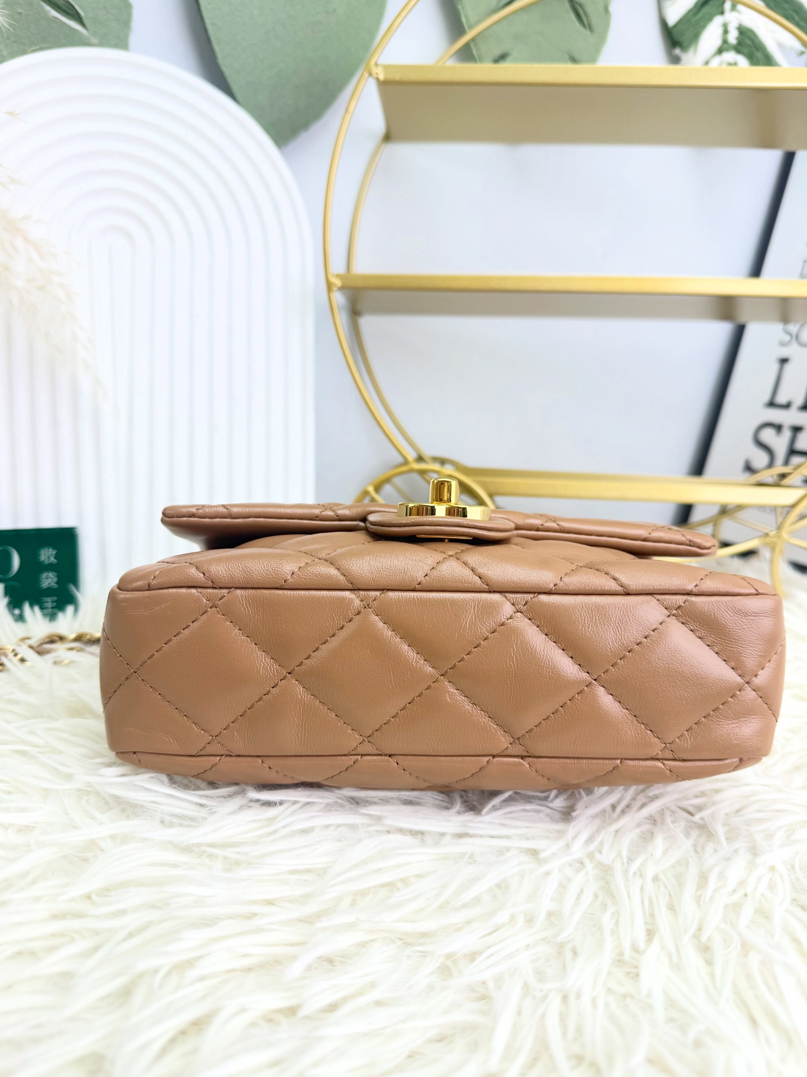 Chanel 👜 PRE OWNED 🛍️駝色cf handle晶片款 🧡全套有單 🤎