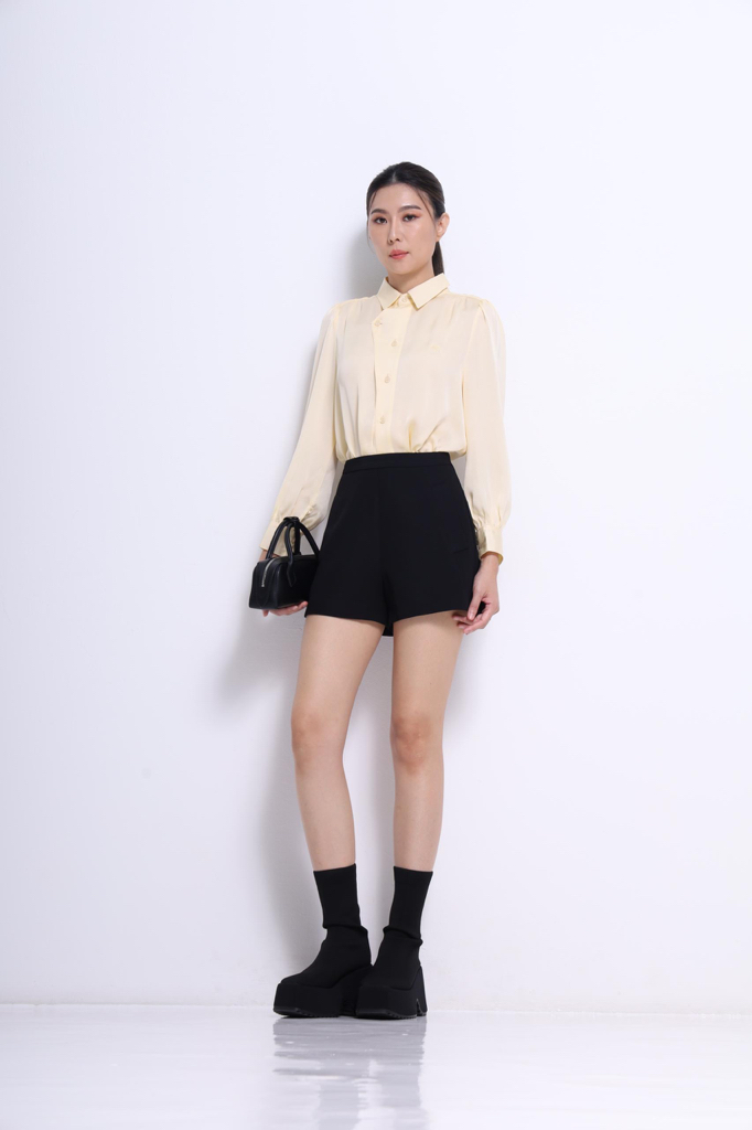 CB2583 Elegant Silk Touch Buttoned Blouse