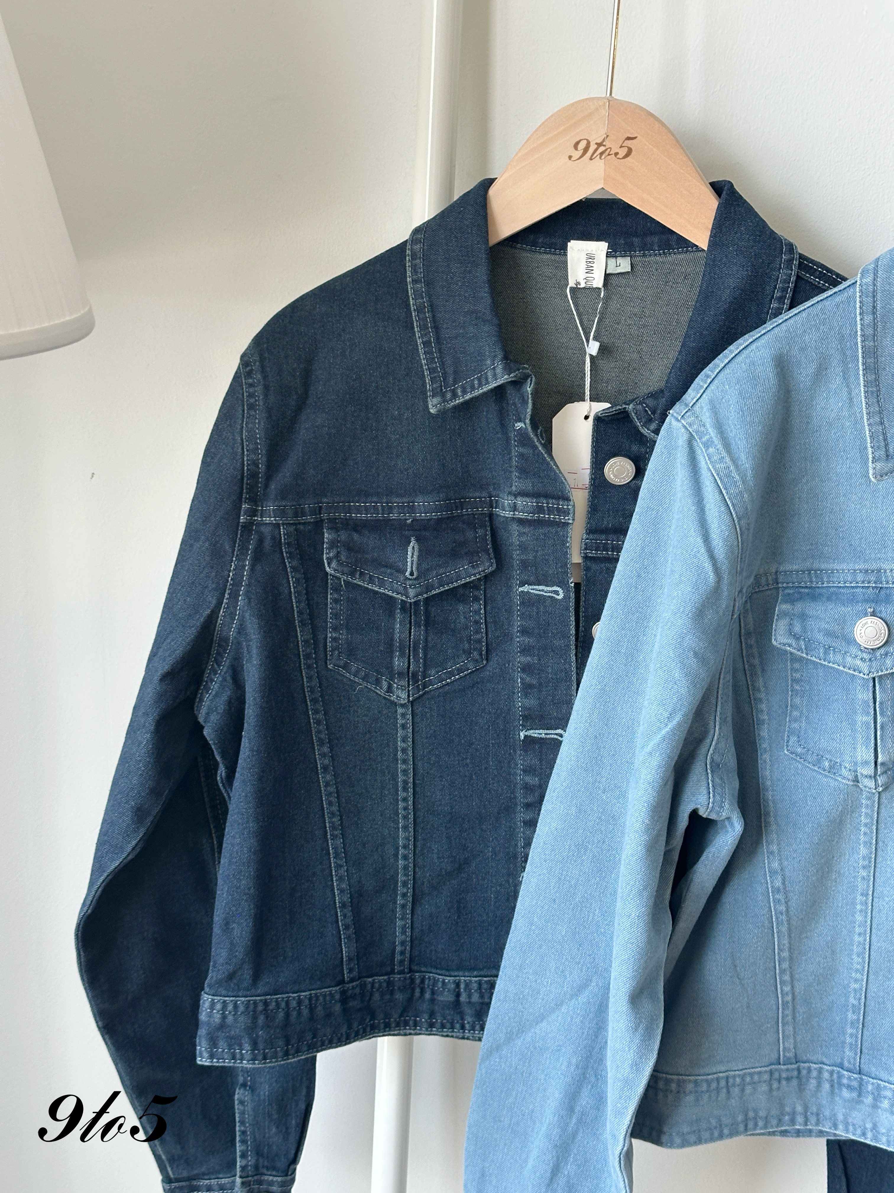 T4182 Vintage Denim Jacket - Dark Blue & Light Blue