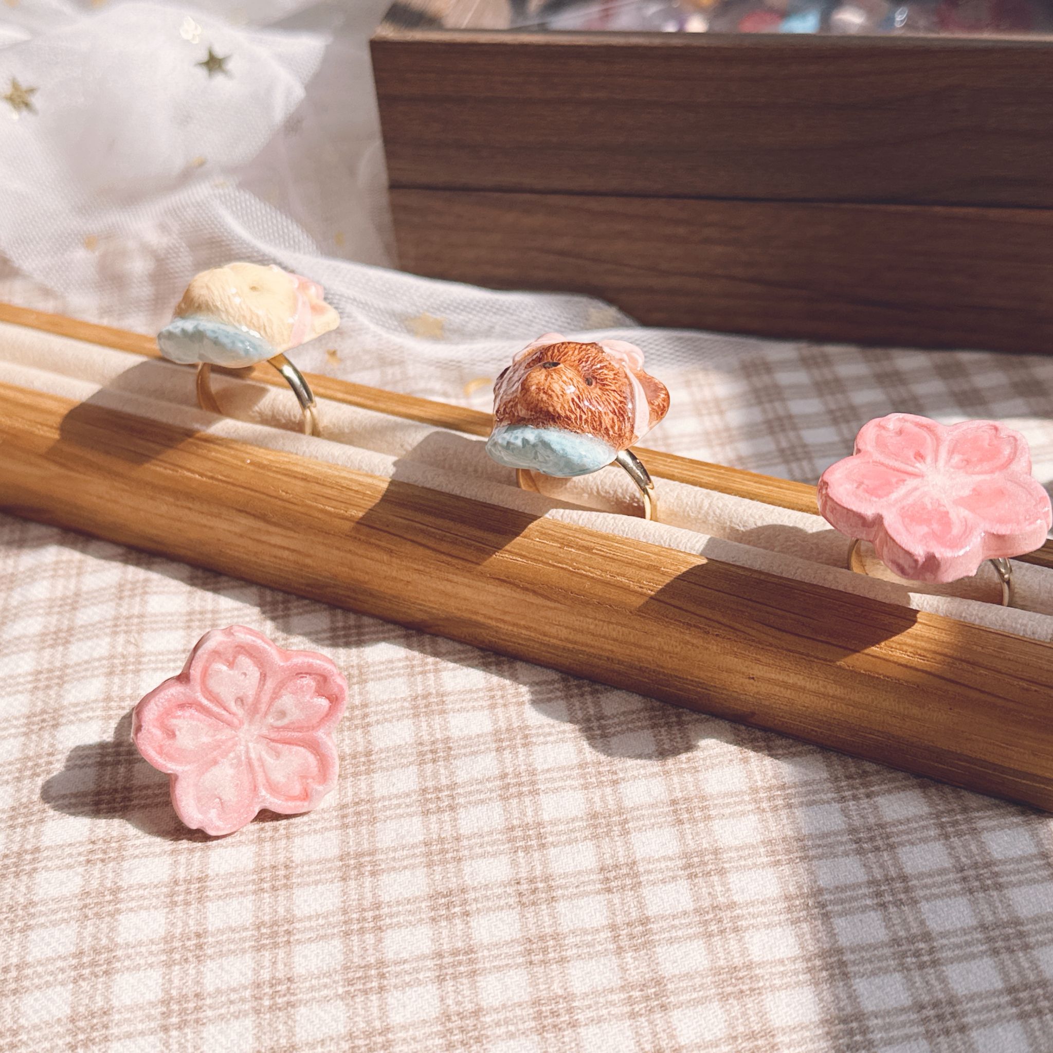 手繪 櫻花🌸轉轉戒指 可調節